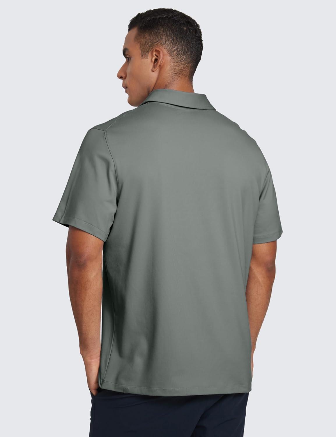 imageCRZ YOGA Cloud Jersey Polo Shirts for Men Midweight Golf Short Sleeve Tops Soft Athletic Casual TShirtsGrey Sage