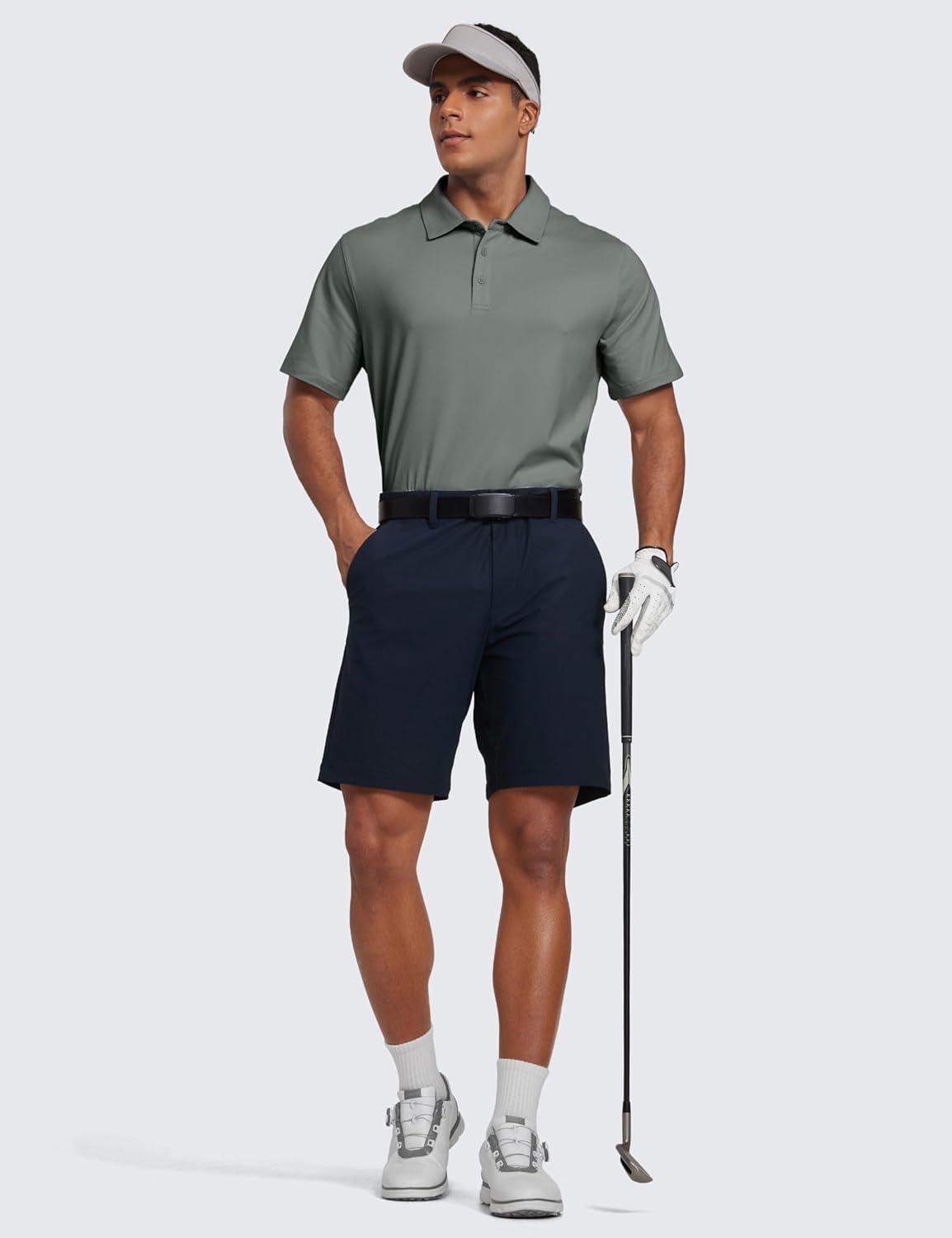 imageCRZ YOGA Cloud Jersey Polo Shirts for Men Midweight Golf Short Sleeve Tops Soft Athletic Casual TShirtsGrey Sage