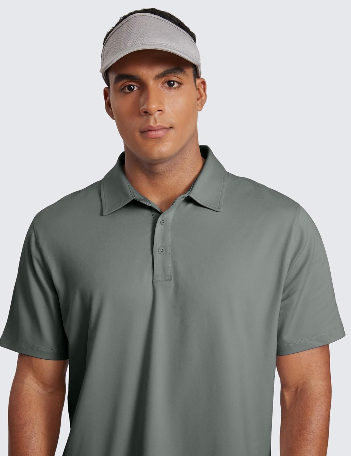 imageCRZ YOGA Cloud Jersey Polo Shirts for Men Midweight Golf Short Sleeve Tops Soft Athletic Casual TShirtsGrey Sage