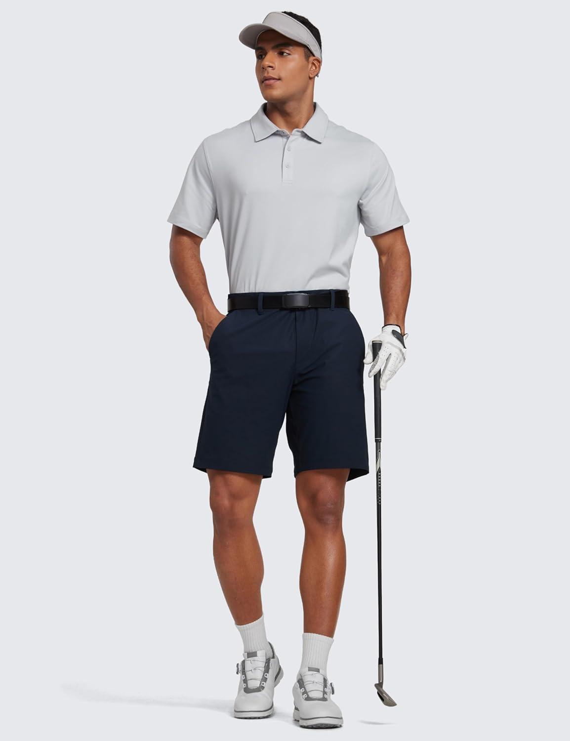 imageCRZ YOGA Cloud Jersey Polo Shirts for Men Midweight Golf Short Sleeve Tops Soft Athletic Casual TShirtsPlatinum Grey