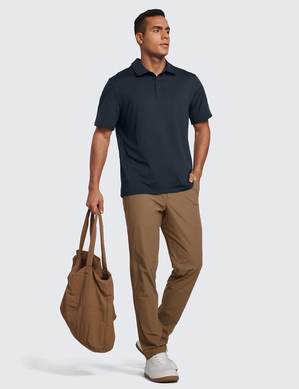 imageCRZ YOGA Cloud Jersey Polo Shirts for Men Midweight Golf Short Sleeve Tops Soft Athletic Casual TShirtsTrue Navy