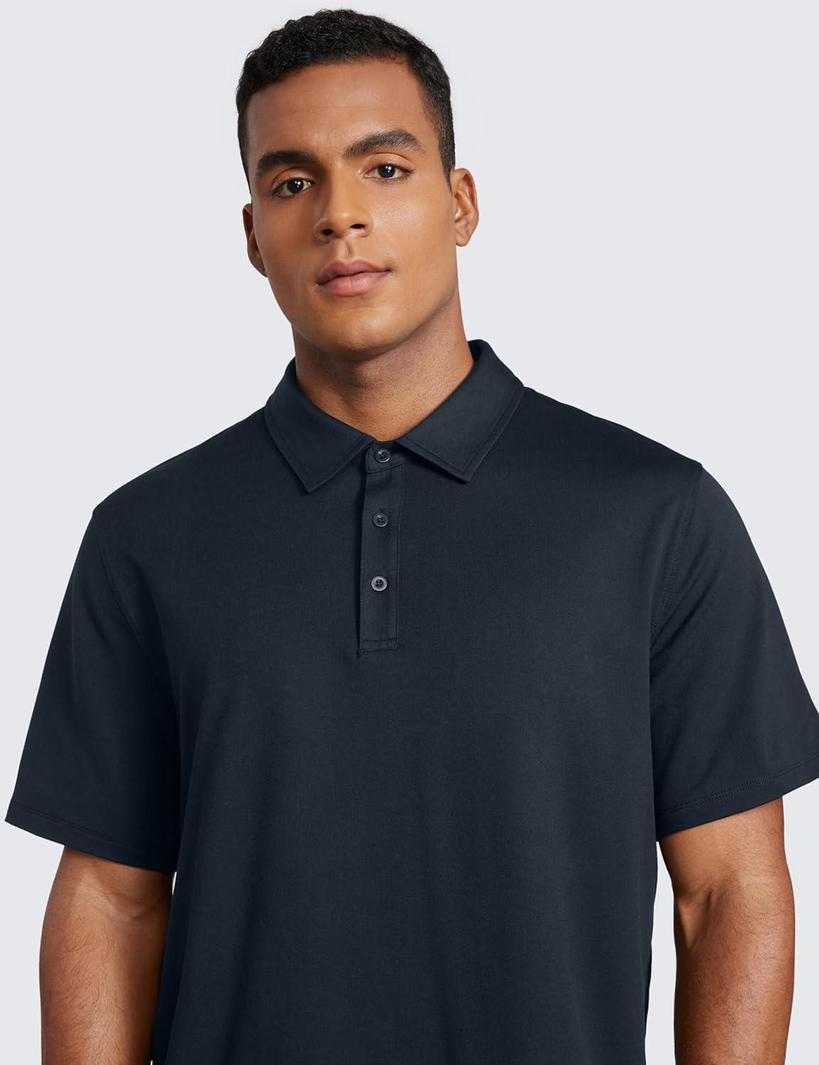 imageCRZ YOGA Cloud Jersey Polo Shirts for Men Midweight Golf Short Sleeve Tops Soft Athletic Casual TShirtsTrue Navy