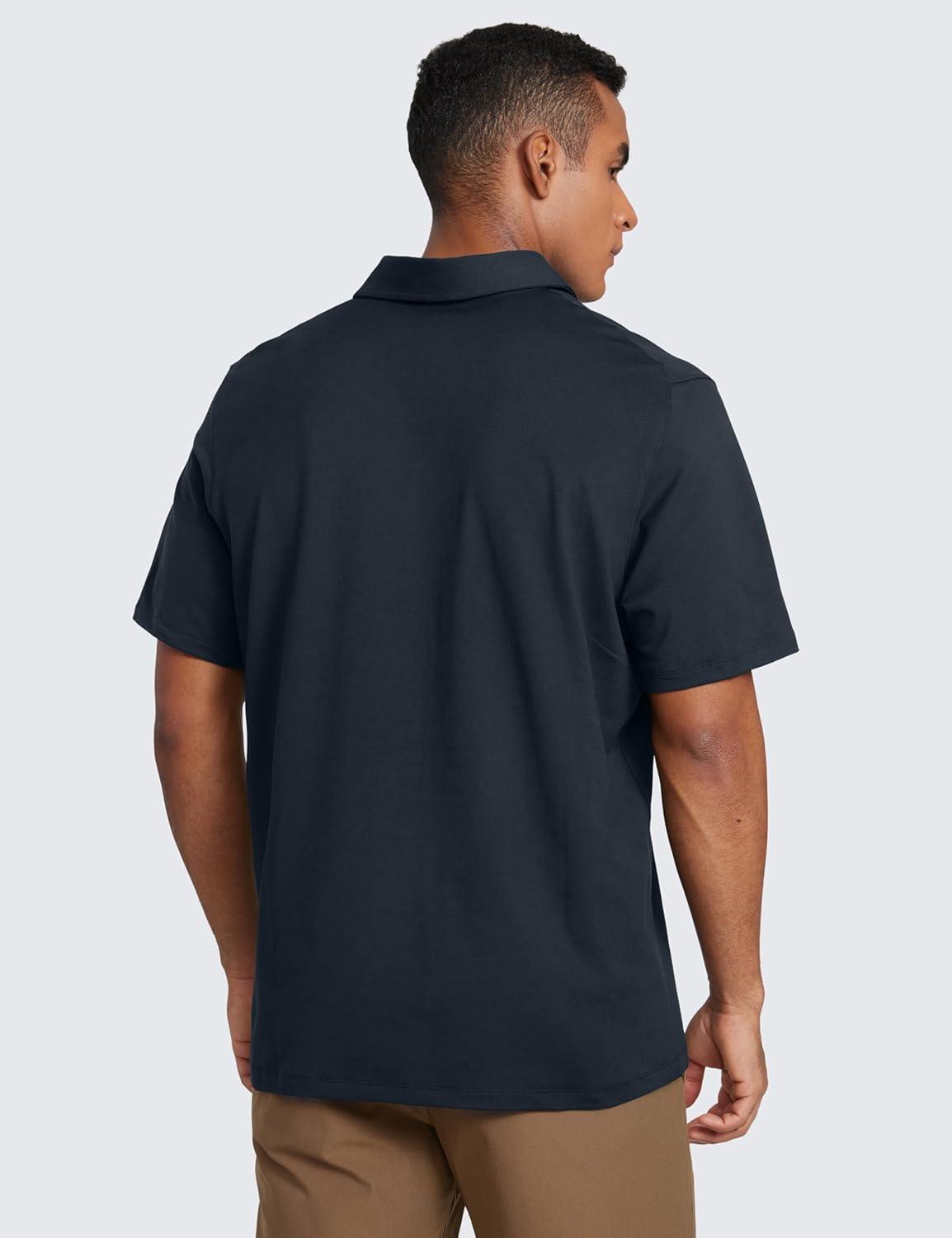 imageCRZ YOGA Cloud Jersey Polo Shirts for Men Midweight Golf Short Sleeve Tops Soft Athletic Casual TShirtsTrue Navy