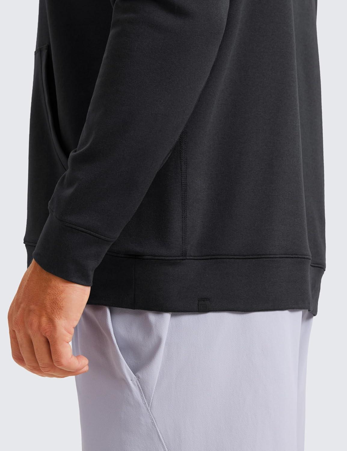 imageCRZ YOGA Cloud Jersey Pullover Hoodies for Men Casual Workout Long Sleeve Basic Hooded Sweatshirts with PocketInk Gray