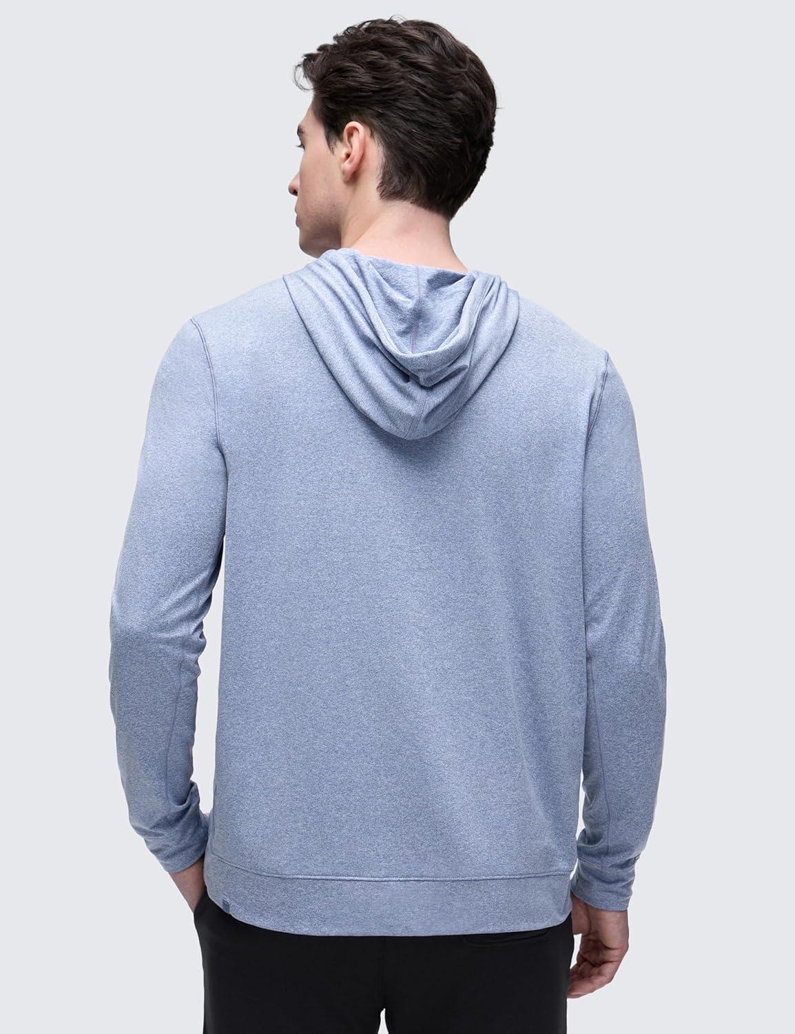 imageCRZ YOGA Cloud Jersey Pullover Hoodies for Men Casual Workout Long Sleeve Basic Hooded Sweatshirts with PocketSlate Blue