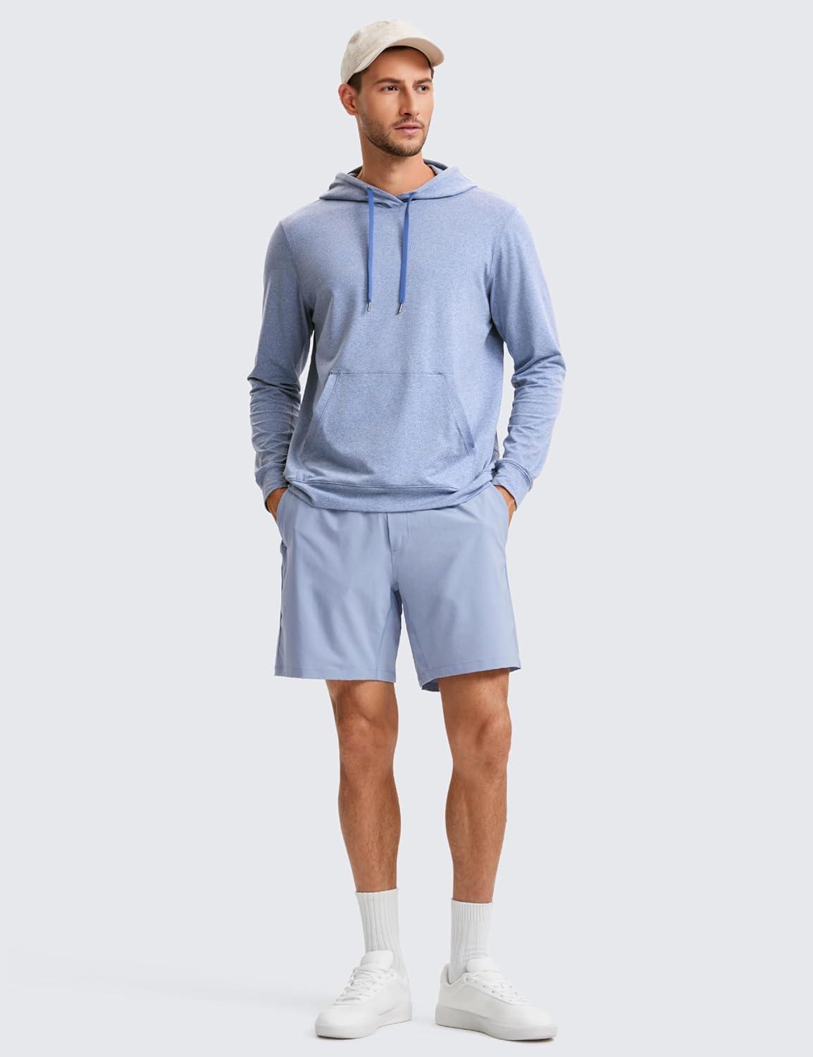 imageCRZ YOGA Cloud Jersey Pullover Hoodies for Men Casual Workout Long Sleeve Basic Hooded Sweatshirts with PocketSlate Blue