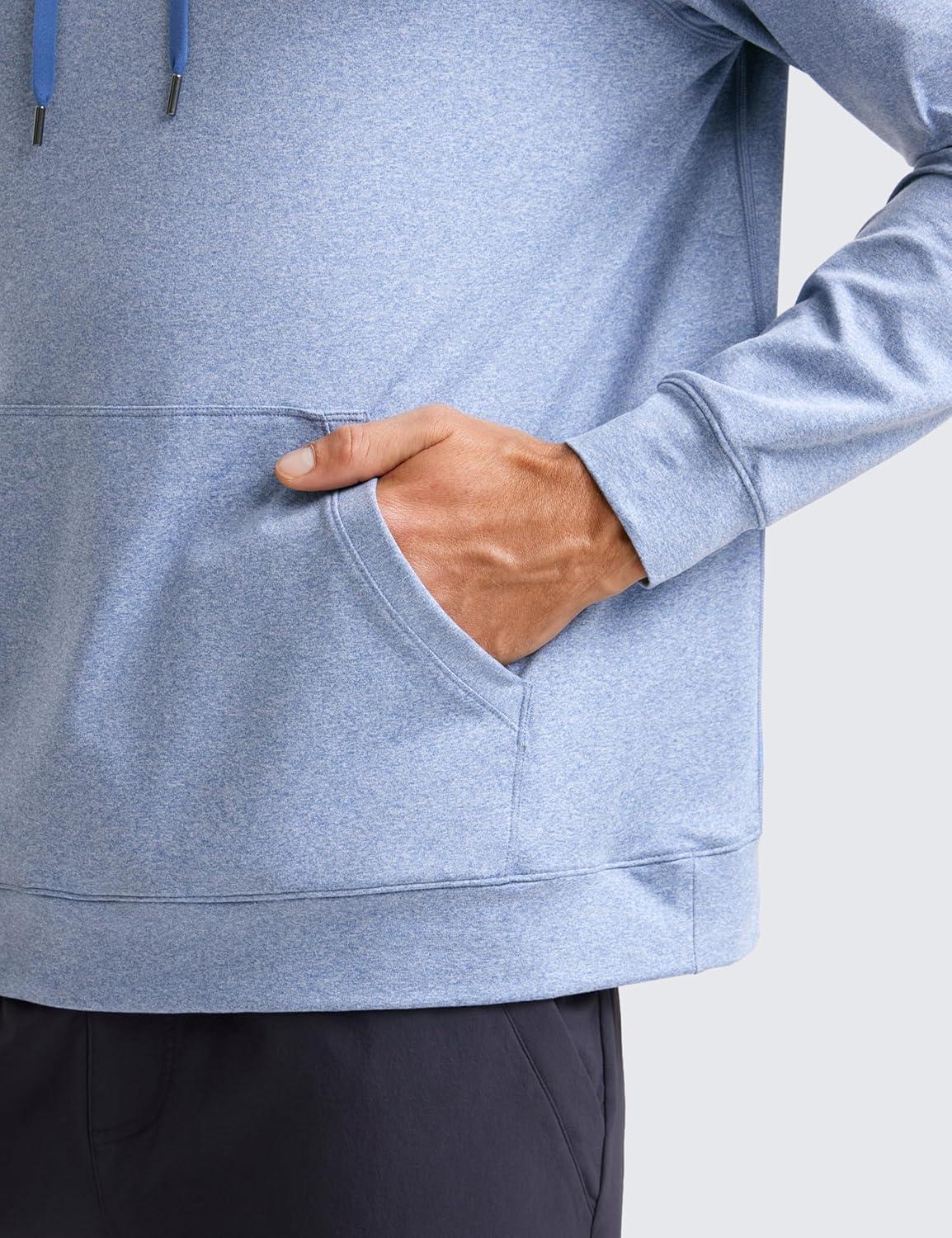 imageCRZ YOGA Cloud Jersey Pullover Hoodies for Men Casual Workout Long Sleeve Basic Hooded Sweatshirts with PocketSlate Blue