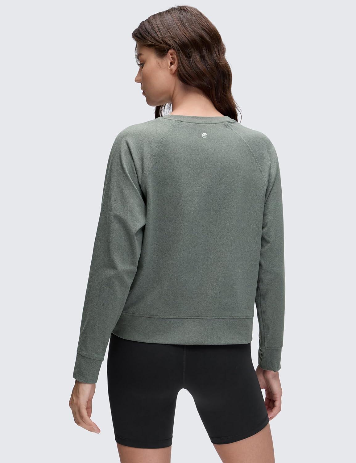 imageCRZ YOGA Cloud Jersey Pullover Sweatshirt for Women Long Sleeve Soft Casual Crewneck Tops Basic Workout Fall ShirtsGrey Sage