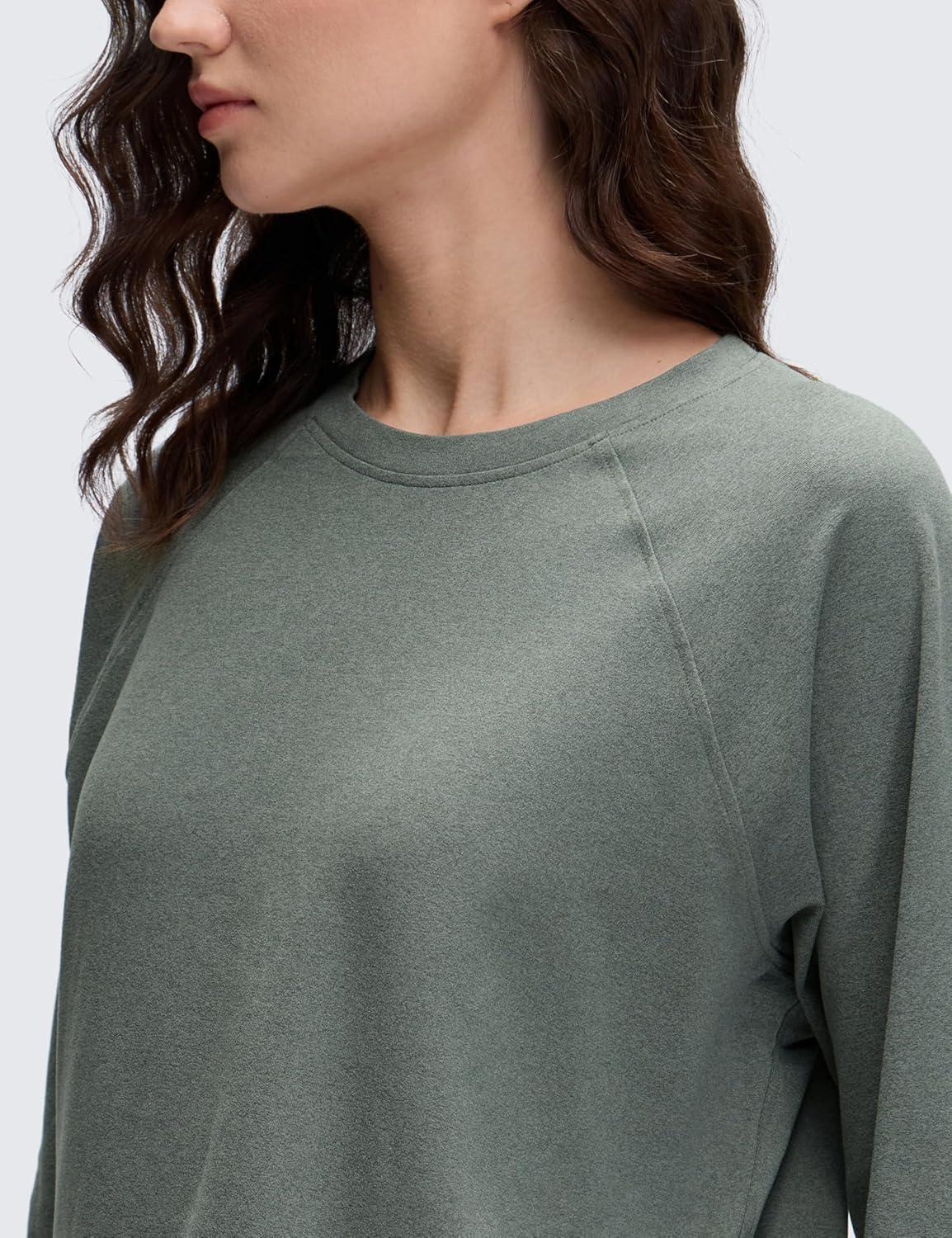 imageCRZ YOGA Cloud Jersey Pullover Sweatshirt for Women Long Sleeve Soft Casual Crewneck Tops Basic Workout Fall ShirtsGrey Sage