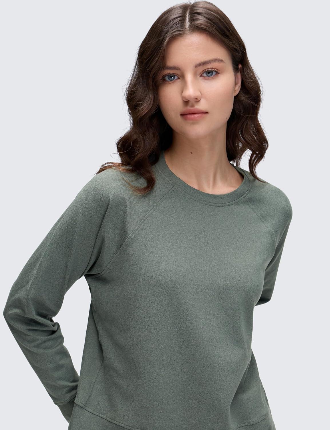 imageCRZ YOGA Cloud Jersey Pullover Sweatshirt for Women Long Sleeve Soft Casual Crewneck Tops Basic Workout Fall ShirtsGrey Sage