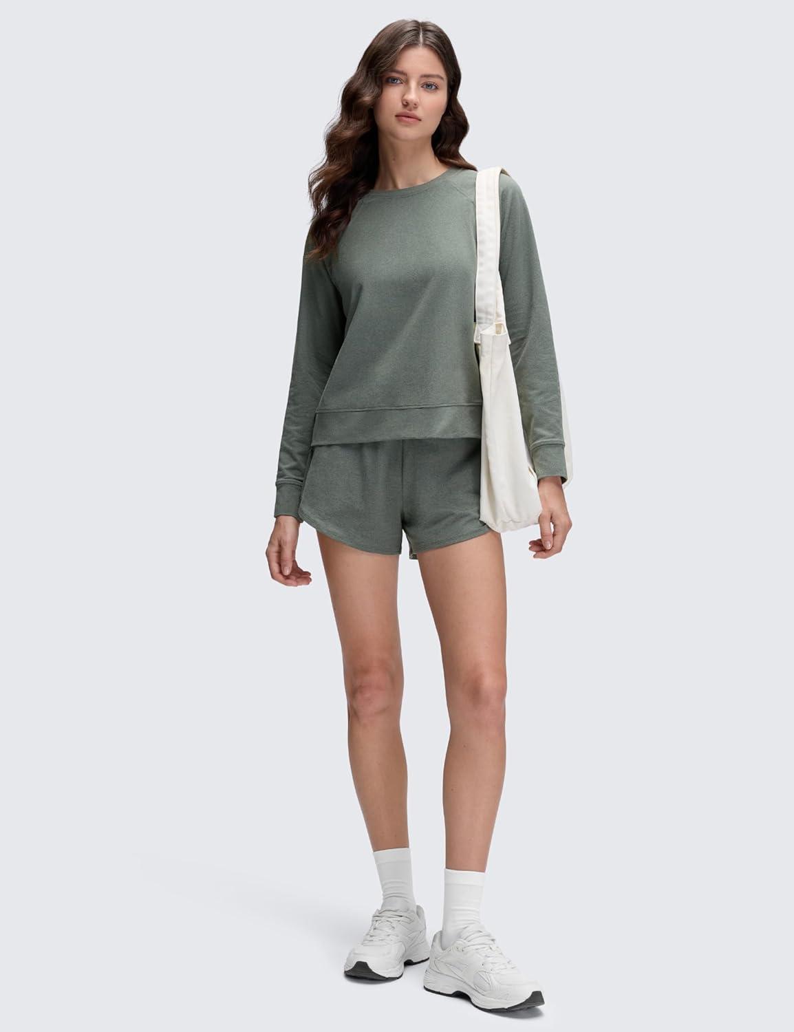 imageCRZ YOGA Cloud Jersey Pullover Sweatshirt for Women Long Sleeve Soft Casual Crewneck Tops Basic Workout Fall ShirtsGrey Sage