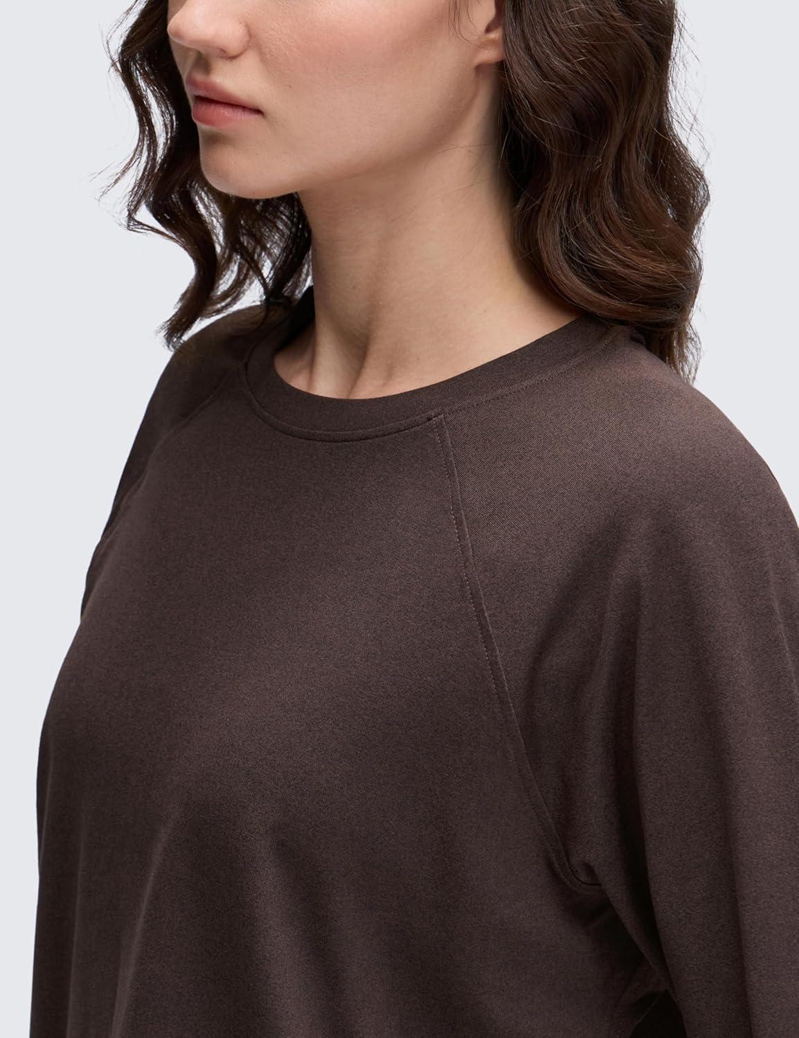 imageCRZ YOGA Cloud Jersey Pullover Sweatshirt for Women Long Sleeve Soft Casual Crewneck Tops Basic Workout Fall ShirtsHot Fudge Brown