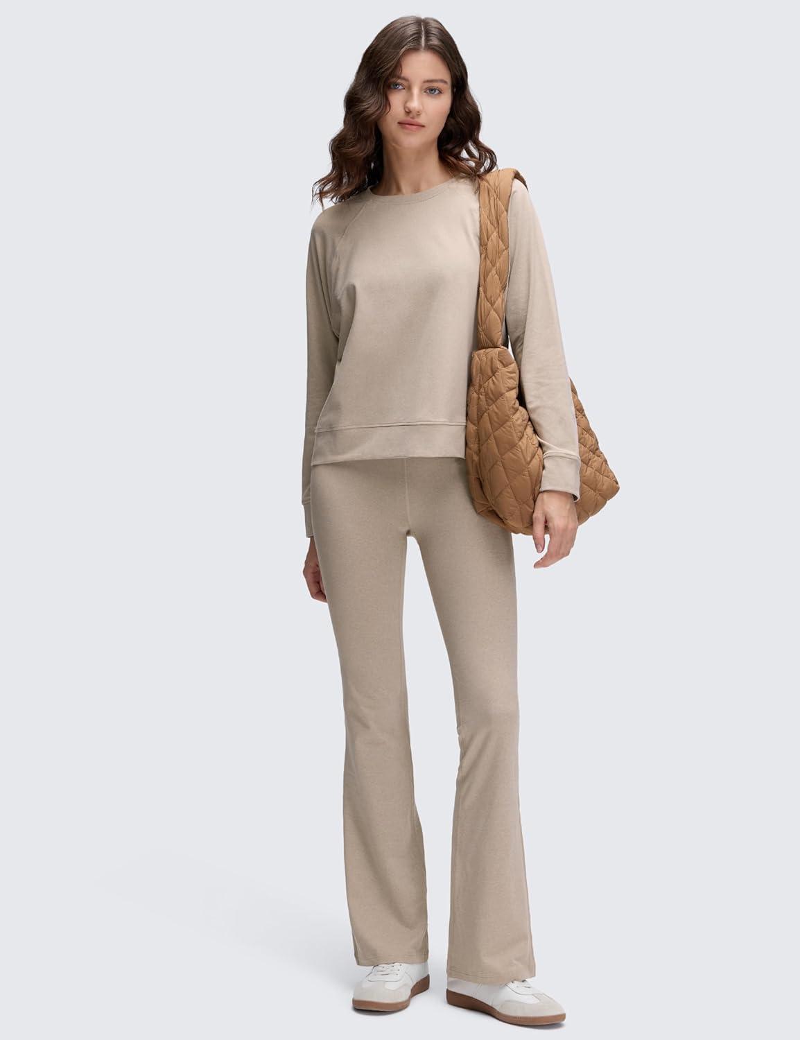 imageCRZ YOGA Cloud Jersey Pullover Sweatshirt for Women Long Sleeve Soft Casual Crewneck Tops Basic Workout Fall ShirtsMojave Tan