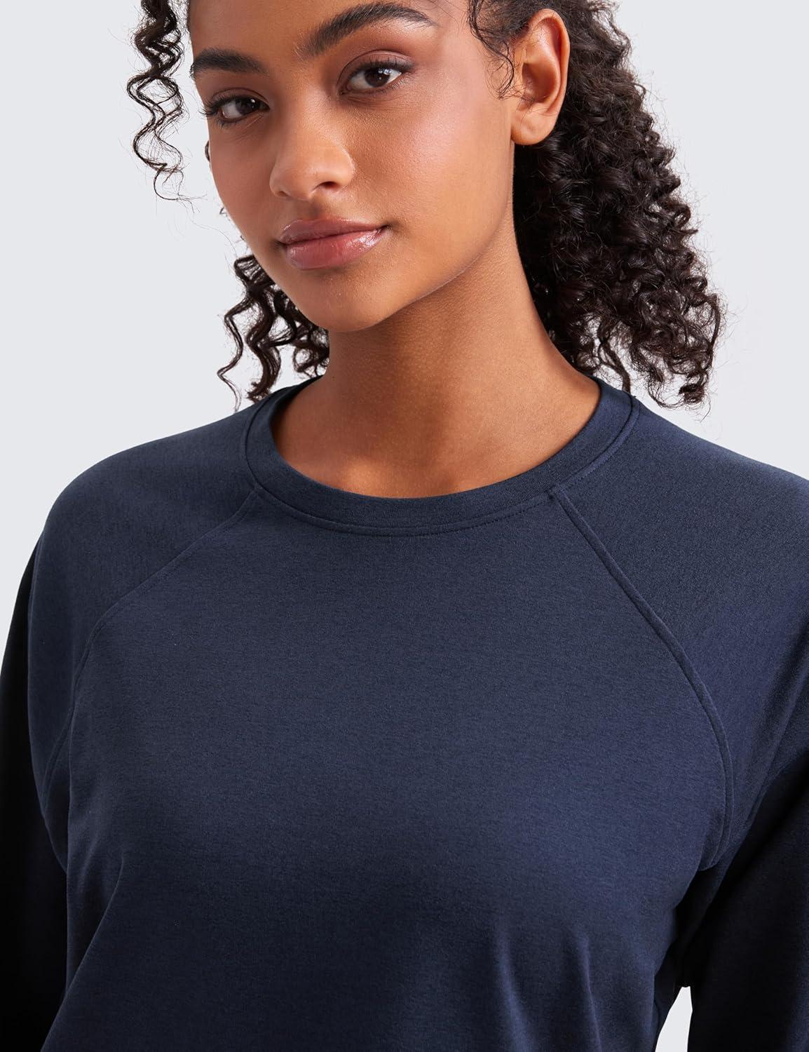 imageCRZ YOGA Cloud Jersey Pullover Sweatshirt for Women Long Sleeve Soft Casual Crewneck Tops Basic Workout Fall ShirtsNavy