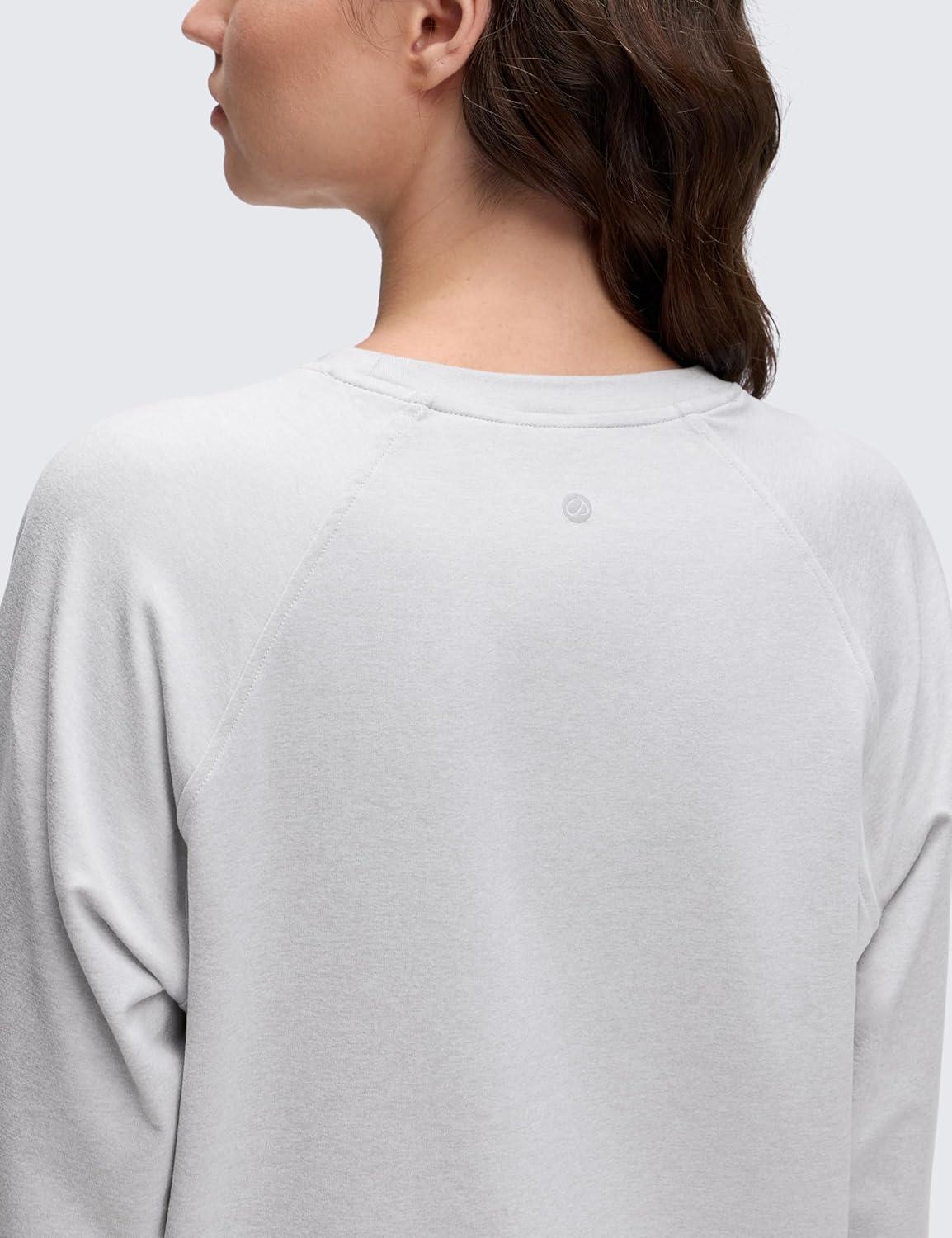 imageCRZ YOGA Cloud Jersey Pullover Sweatshirt for Women Long Sleeve Soft Casual Crewneck Tops Basic Workout Fall ShirtsPlatinum Grey