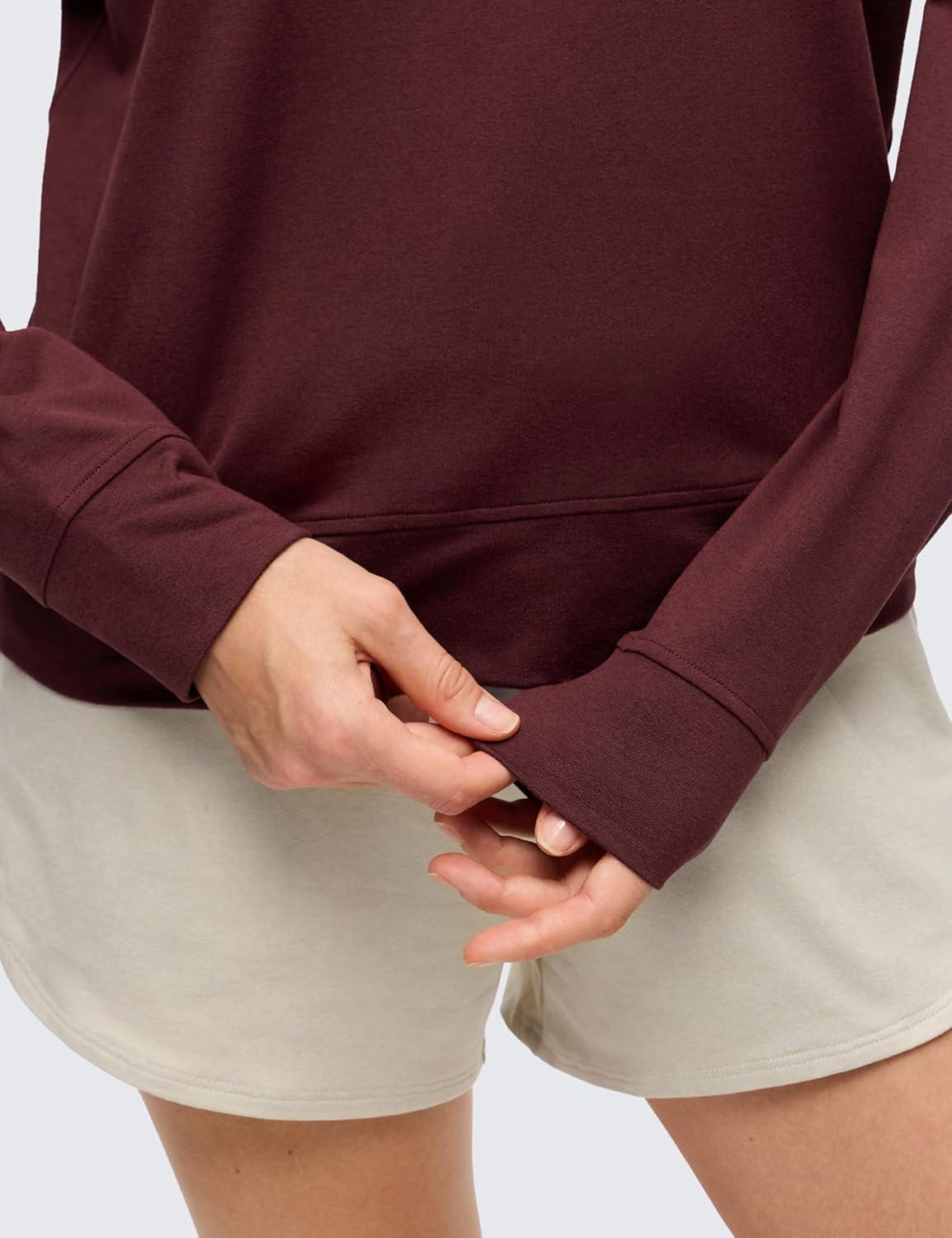 imageCRZ YOGA Cloud Jersey Pullover Sweatshirt for Women Long Sleeve Soft Casual Crewneck Tops Basic Workout Fall ShirtsRed Merlot