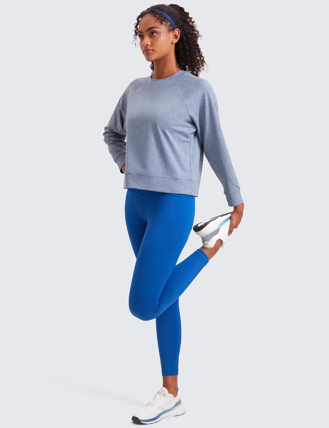 imageCRZ YOGA Cloud Jersey Pullover Sweatshirt for Women Long Sleeve Soft Casual Crewneck Tops Basic Workout Fall ShirtsSlate Blue