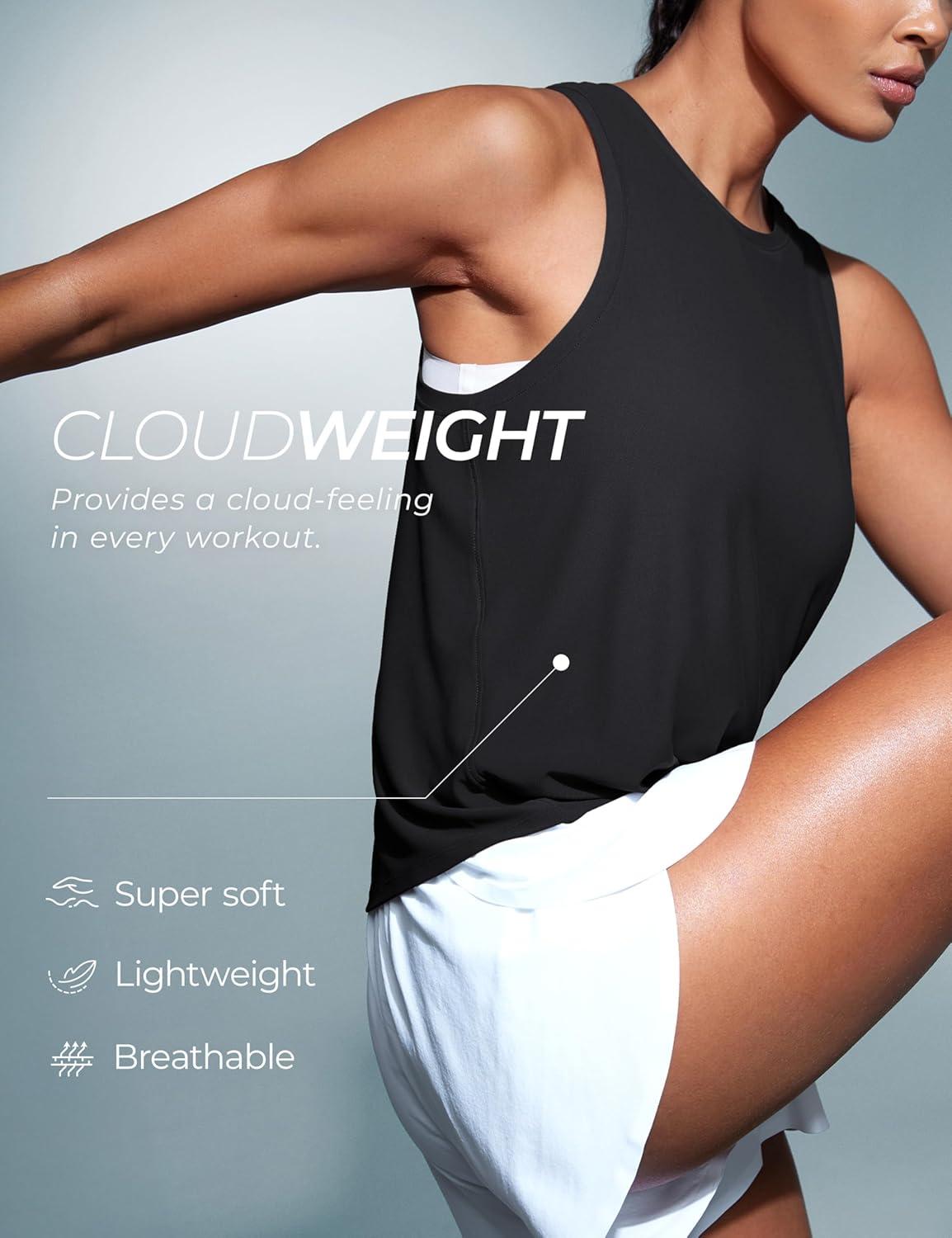 imageCRZ YOGA Cloudweight Crew Neck Workout Tanks Lightweight Athletic Gym Tops for Women Soft Basic Running Sleeveless ShirtsBlack