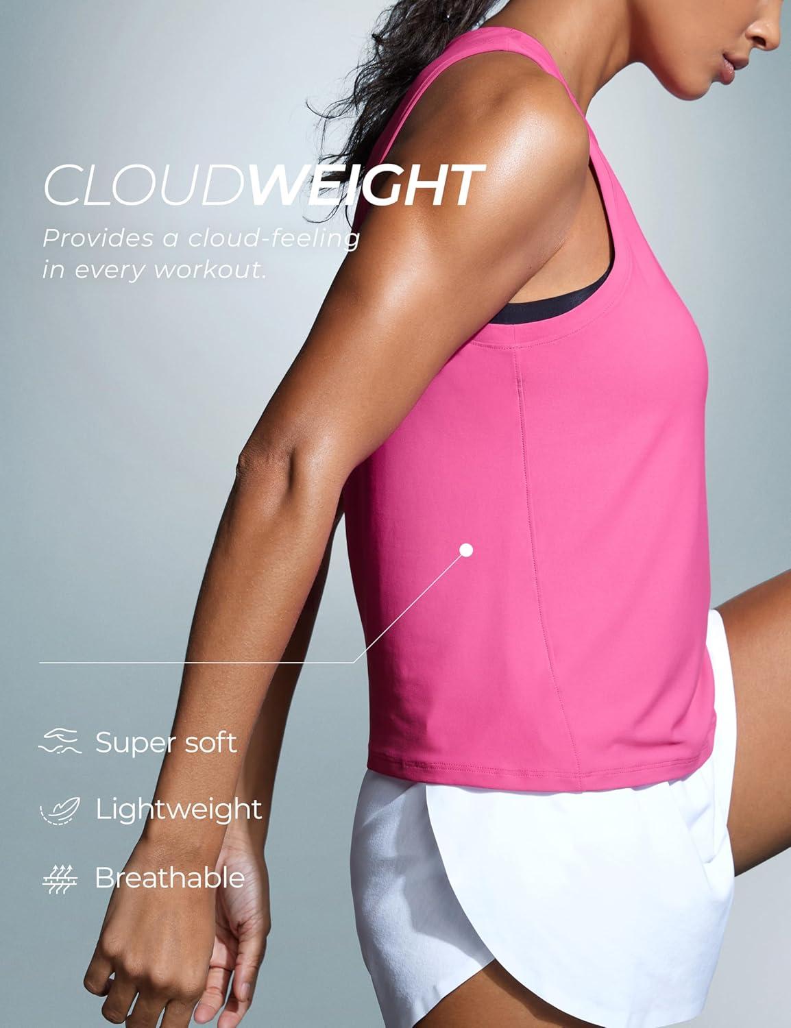imageCRZ YOGA Cloudweight Crew Neck Workout Tanks Lightweight Athletic Gym Tops for Women Soft Basic Running Sleeveless ShirtsMagenta