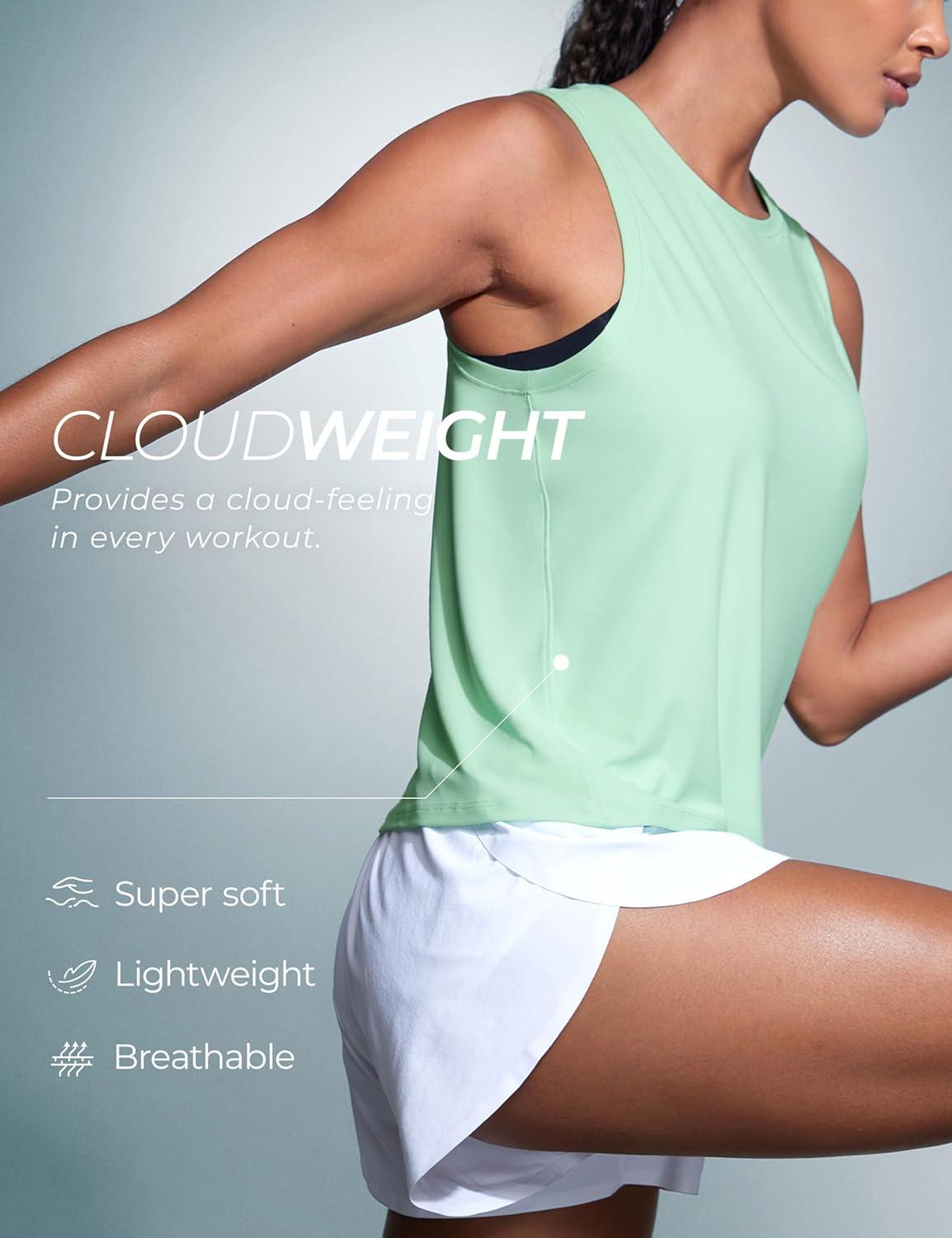 imageCRZ YOGA Cloudweight Crew Neck Workout Tanks Lightweight Athletic Gym Tops for Women Soft Basic Running Sleeveless ShirtsMint Moment