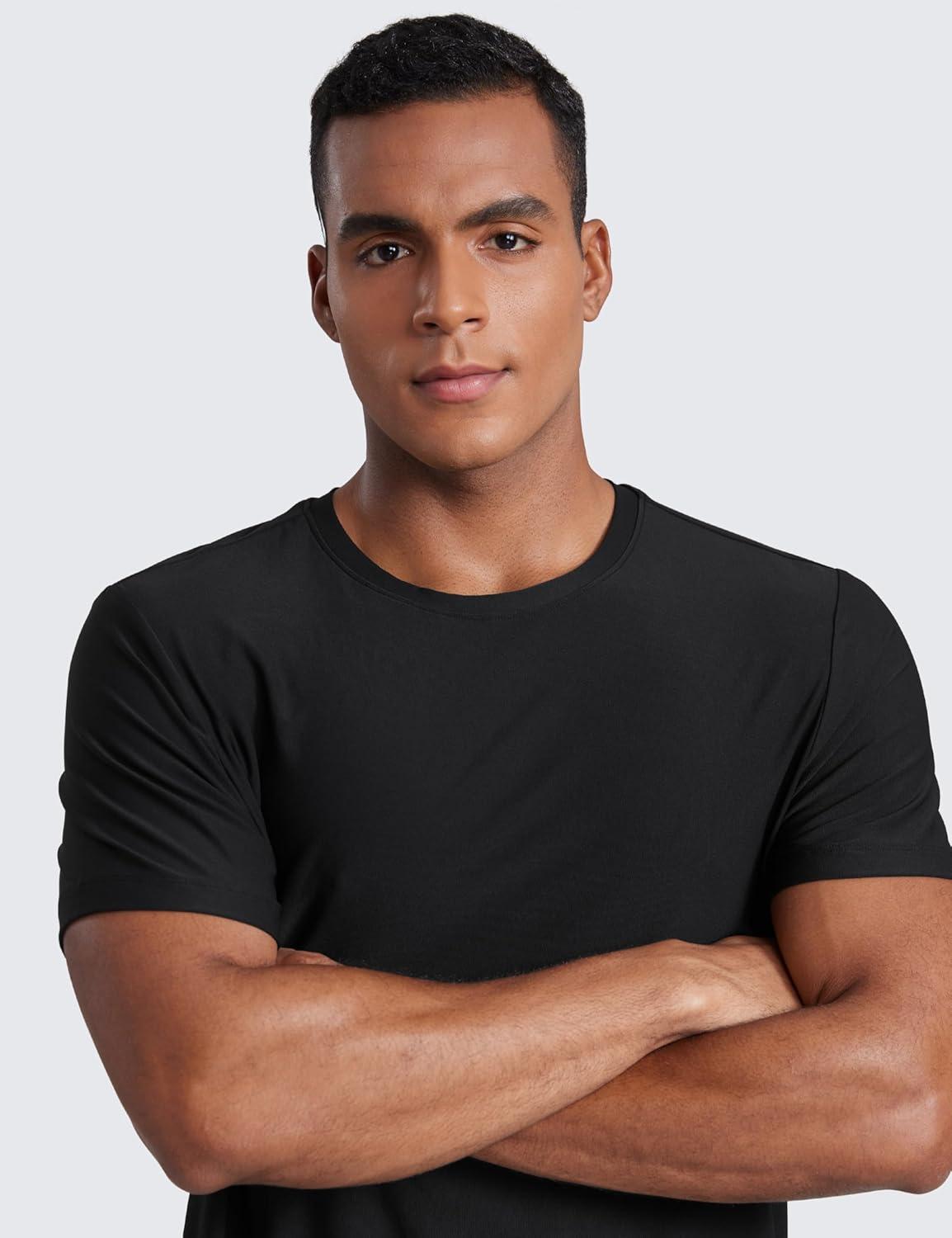 imageCRZ YOGA Cloudweight Crewneck Shirts for Men Comfy Lightweight Workout Casual Athletic Short Sleeve TShirtsBlack