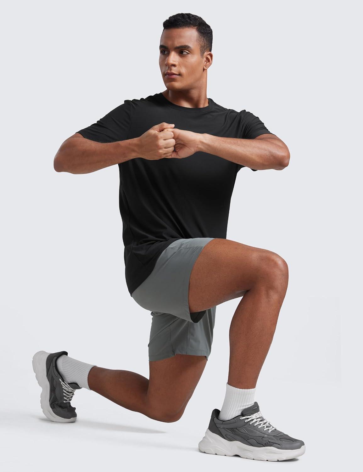 imageCRZ YOGA Cloudweight Crewneck Shirts for Men Comfy Lightweight Workout Casual Athletic Short Sleeve TShirtsBlack