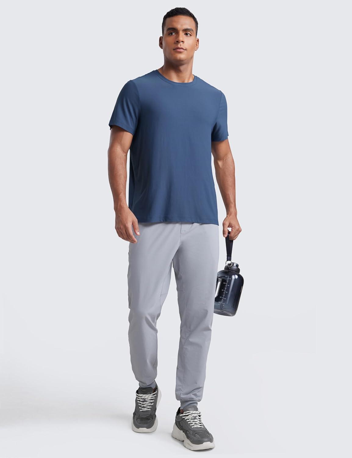 imageCRZ YOGA Cloudweight Crewneck Shirts for Men Comfy Lightweight Workout Casual Athletic Short Sleeve TShirtsElectric Blue