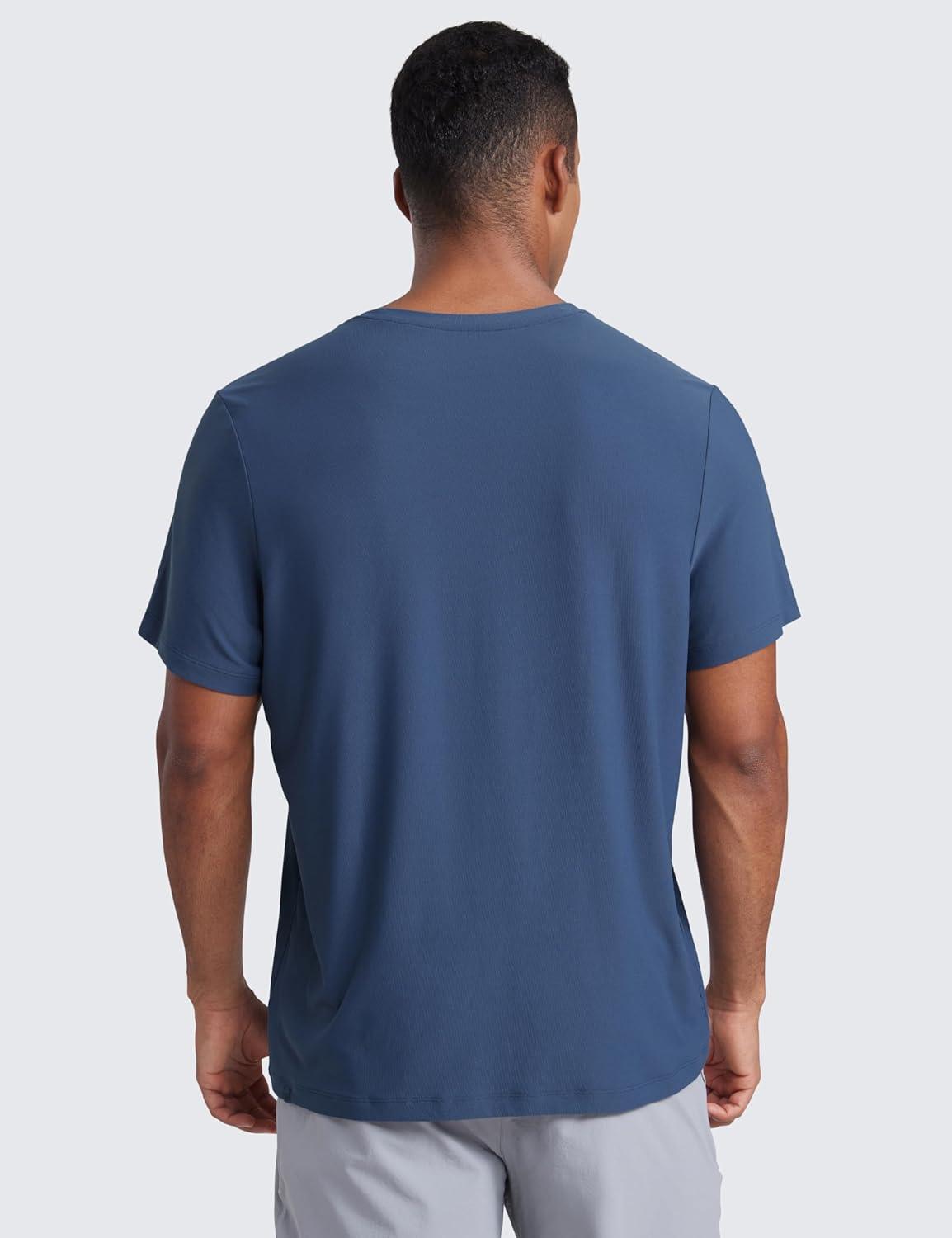 imageCRZ YOGA Cloudweight Crewneck Shirts for Men Comfy Lightweight Workout Casual Athletic Short Sleeve TShirtsElectric Blue