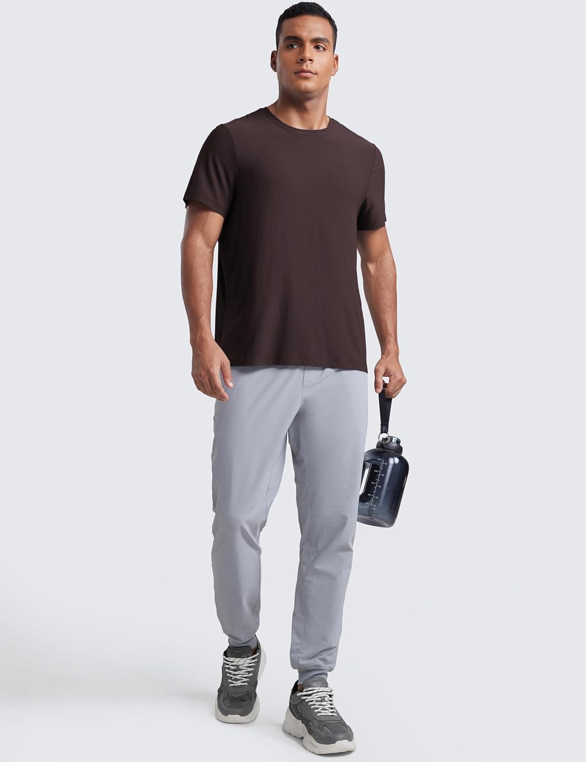 imageCRZ YOGA Cloudweight Crewneck Shirts for Men Comfy Lightweight Workout Casual Athletic Short Sleeve TShirtsHot Fudge Brown