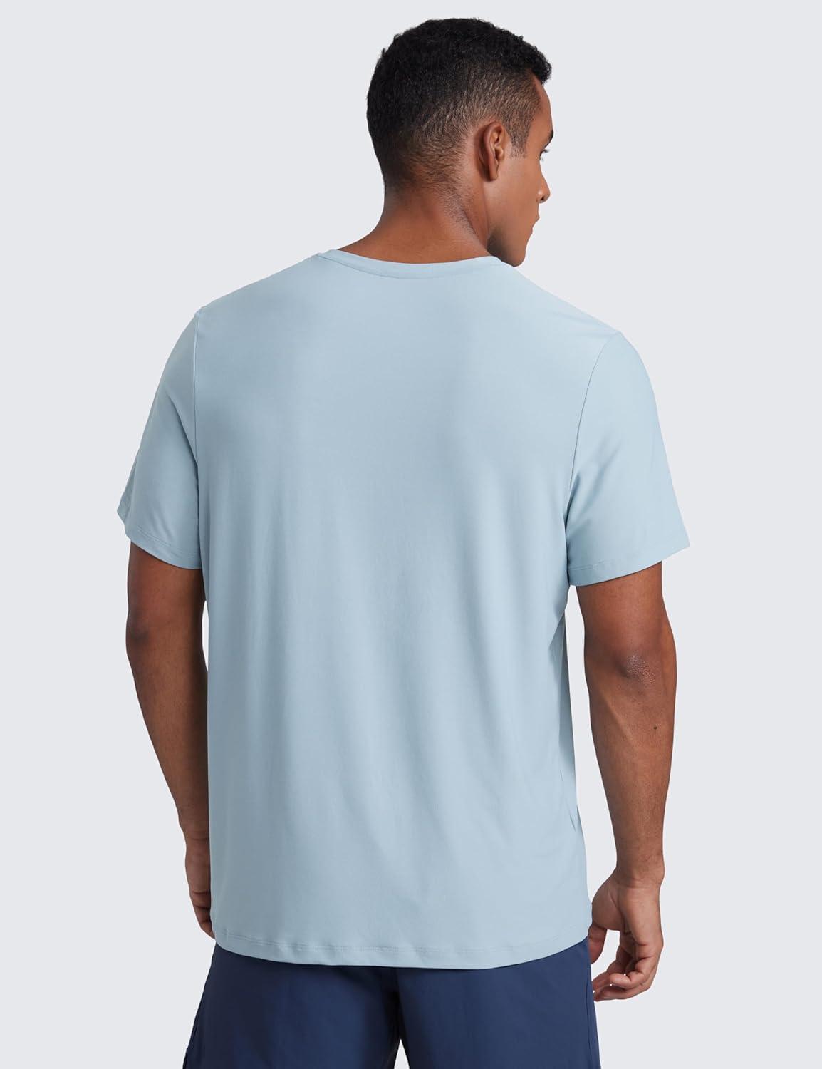 imageCRZ YOGA Cloudweight Crewneck Shirts for Men Comfy Lightweight Workout Casual Athletic Short Sleeve TShirtsLight Grayish Blue
