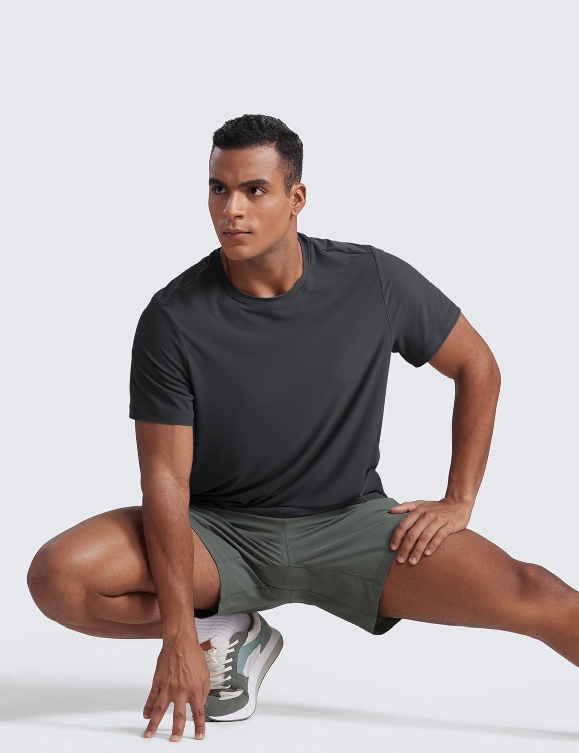 imageCRZ YOGA Cloudweight Crewneck Shirts for Men Comfy Lightweight Workout Casual Athletic Short Sleeve TShirtsMysterious Grey