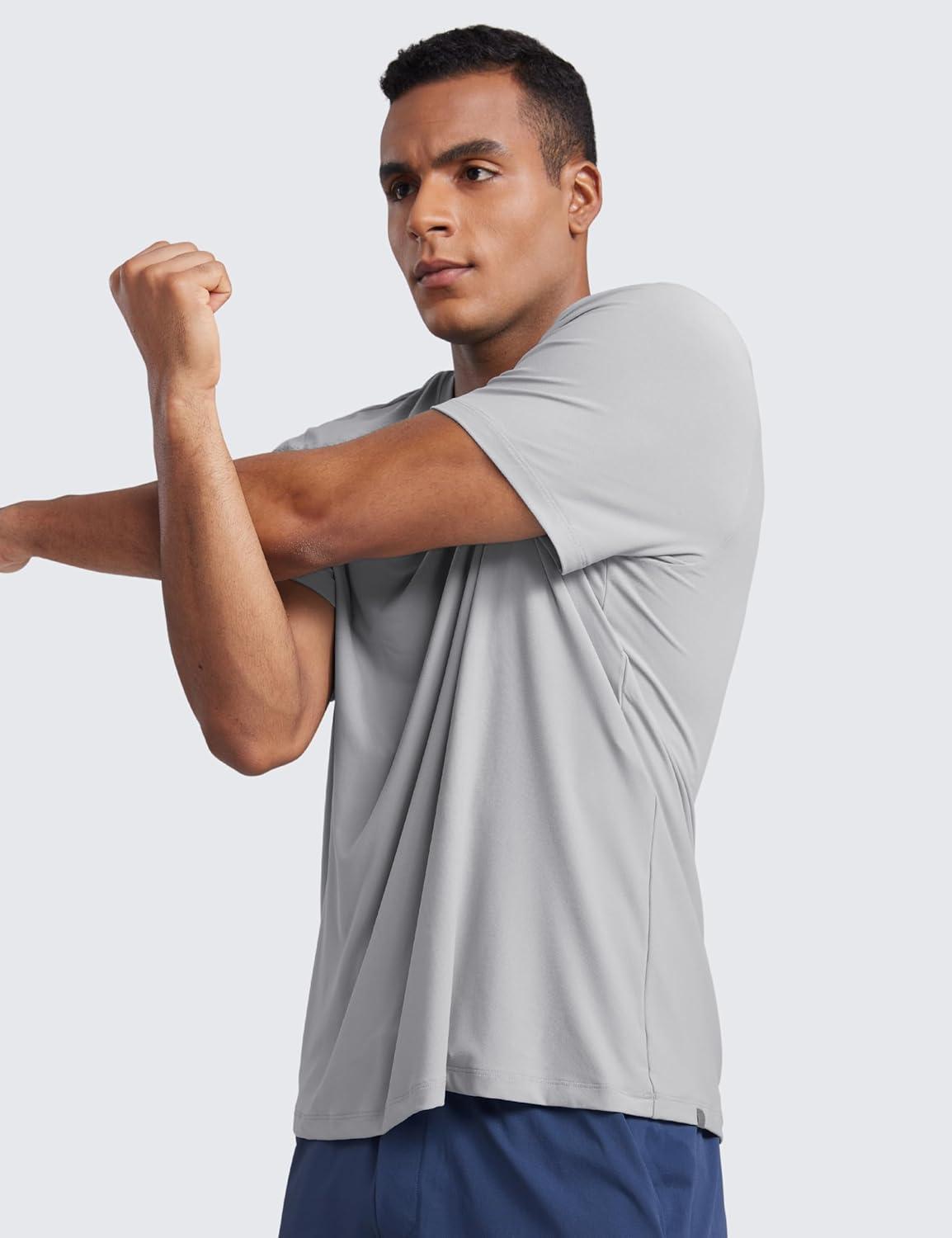 imageCRZ YOGA Cloudweight Crewneck Shirts for Men Comfy Lightweight Workout Casual Athletic Short Sleeve TShirtsSilver Gray