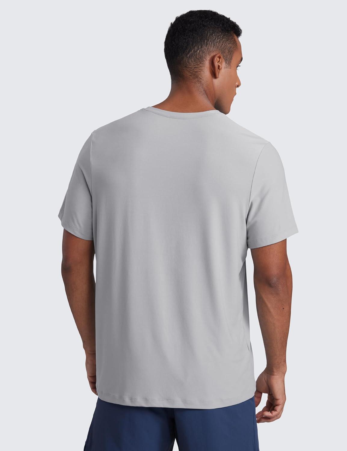 imageCRZ YOGA Cloudweight Crewneck Shirts for Men Comfy Lightweight Workout Casual Athletic Short Sleeve TShirtsSilver Gray