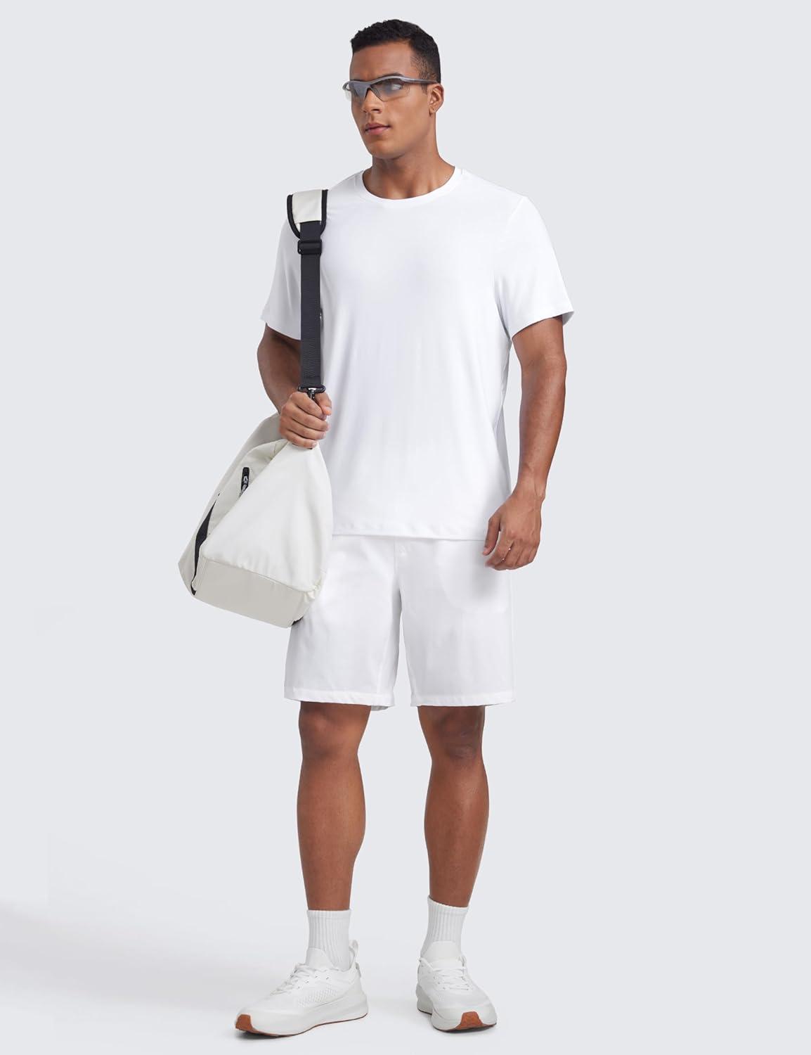 imageCRZ YOGA Cloudweight Crewneck Shirts for Men Comfy Lightweight Workout Casual Athletic Short Sleeve TShirtsWhite