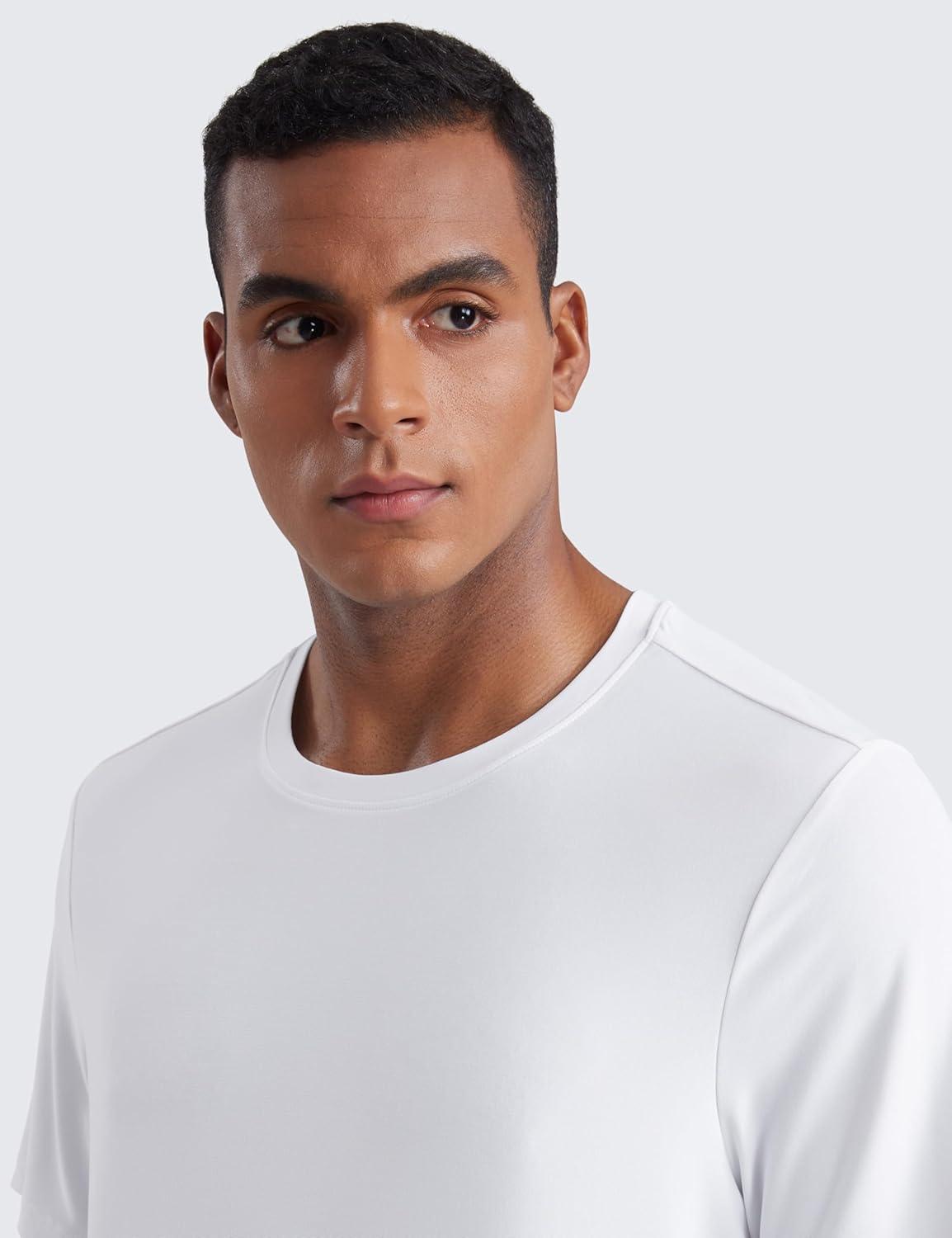 imageCRZ YOGA Cloudweight Crewneck Shirts for Men Comfy Lightweight Workout Casual Athletic Short Sleeve TShirtsWhite