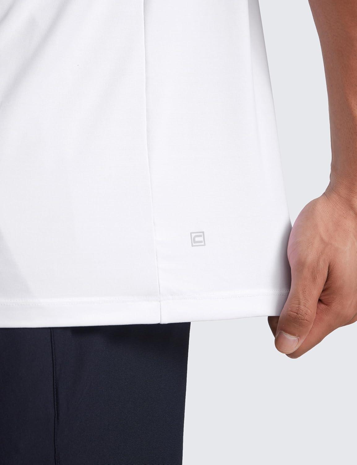 imageCRZ YOGA Cloudweight Mens Short Sleeve Polo Shirts Slim Fit Lightweight Moisture Wicking Athletic Casual Button Golf TShirtsWhite