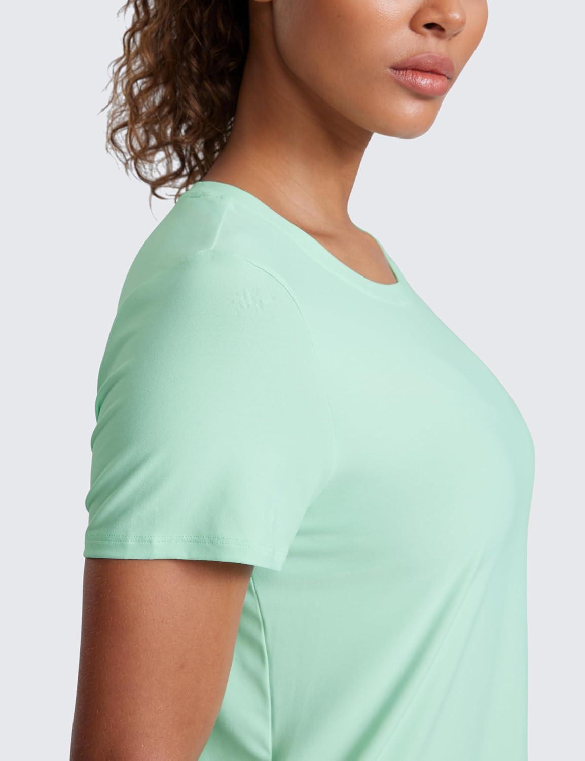 imageCRZ YOGA Cloudweight Workout Tops for Women Lightweight Athletic Short Sleeve Shirts Gym Running Side Slit TShirtsMint Moment