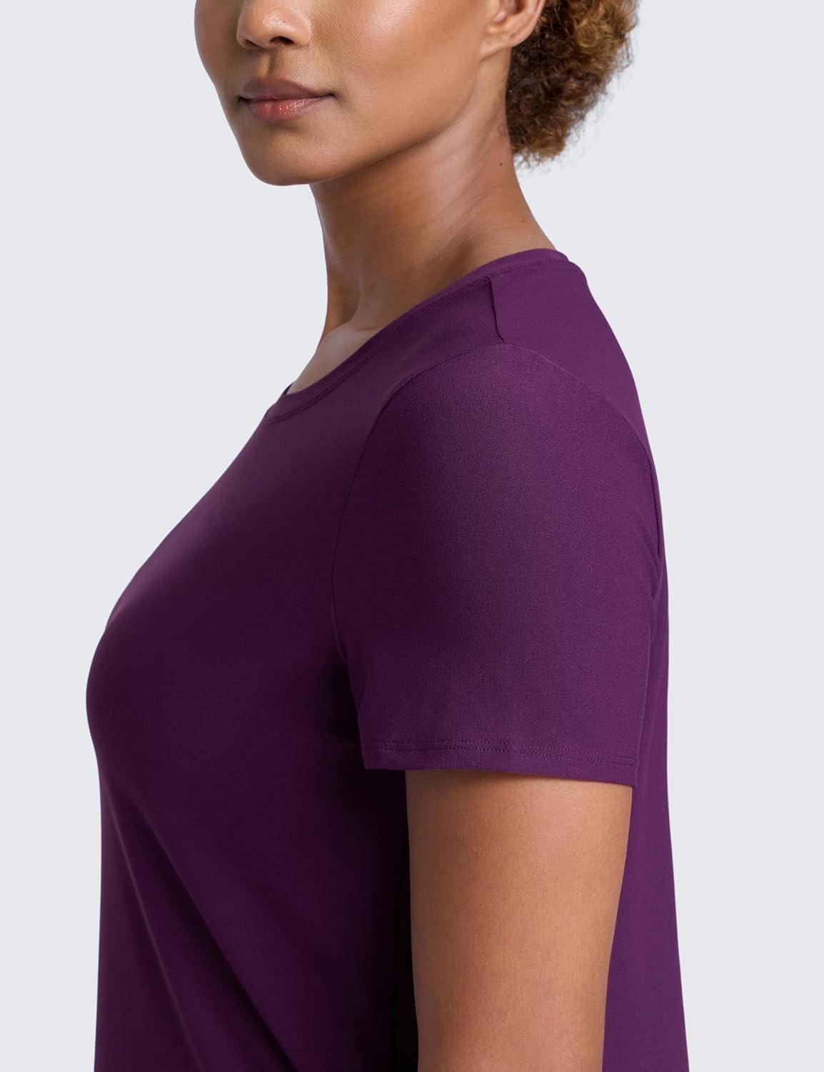 imageCRZ YOGA Cloudweight Workout Tops for Women Lightweight Athletic Short Sleeve Shirts Gym Running Side Slit TShirtsPlum Magenta