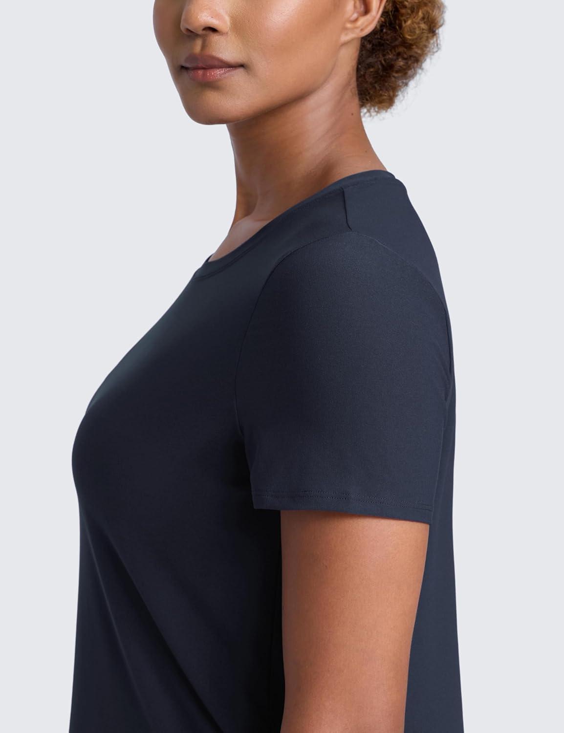 imageCRZ YOGA Cloudweight Workout Tops for Women Lightweight Athletic Short Sleeve Shirts Gym Running Side Slit TShirtsTrue Navy