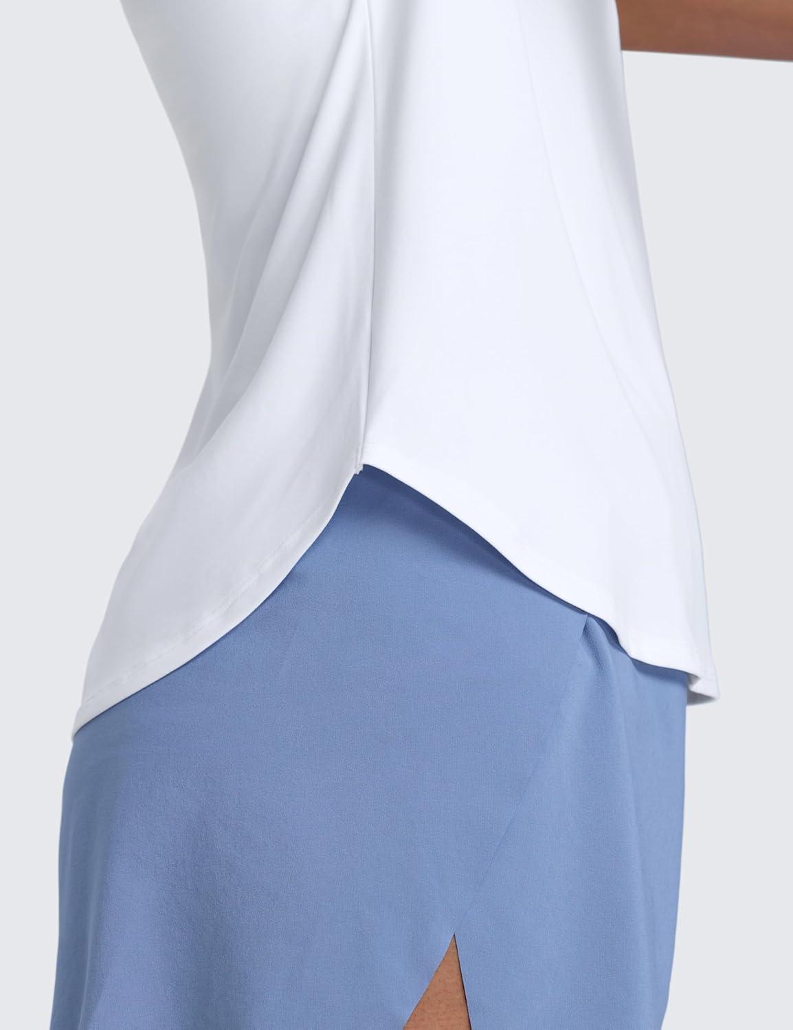 imageCRZ YOGA Cloudweight Workout Tops for Women Lightweight Athletic Short Sleeve Shirts Gym Running Side Slit TShirtsWhite