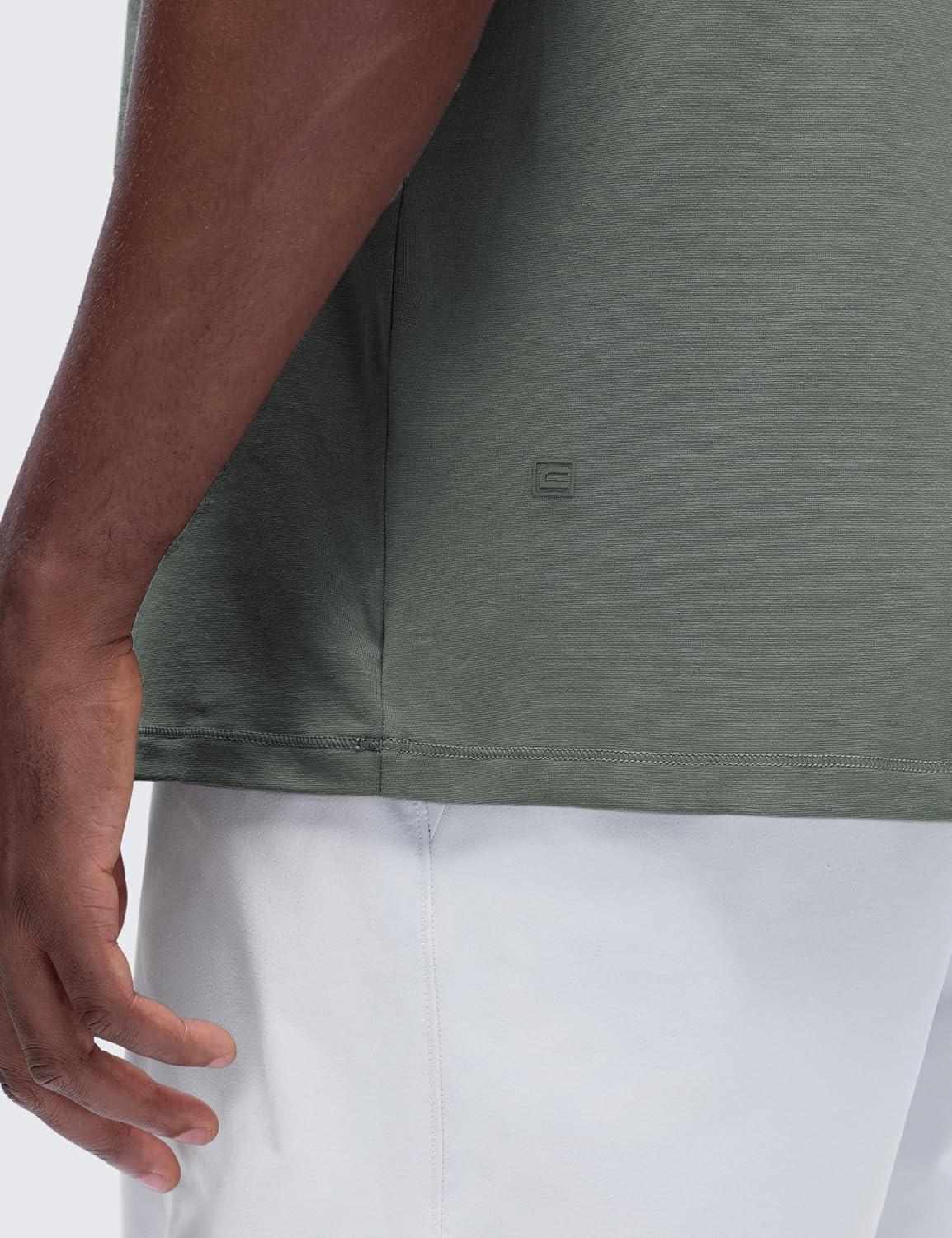 imageCRZ YOGA CottonBlend Athletic Shirts for Men Short Sleeve Moisture Wicking Soft Workout Casual Tee Tops Basic TShirtGrey Sage