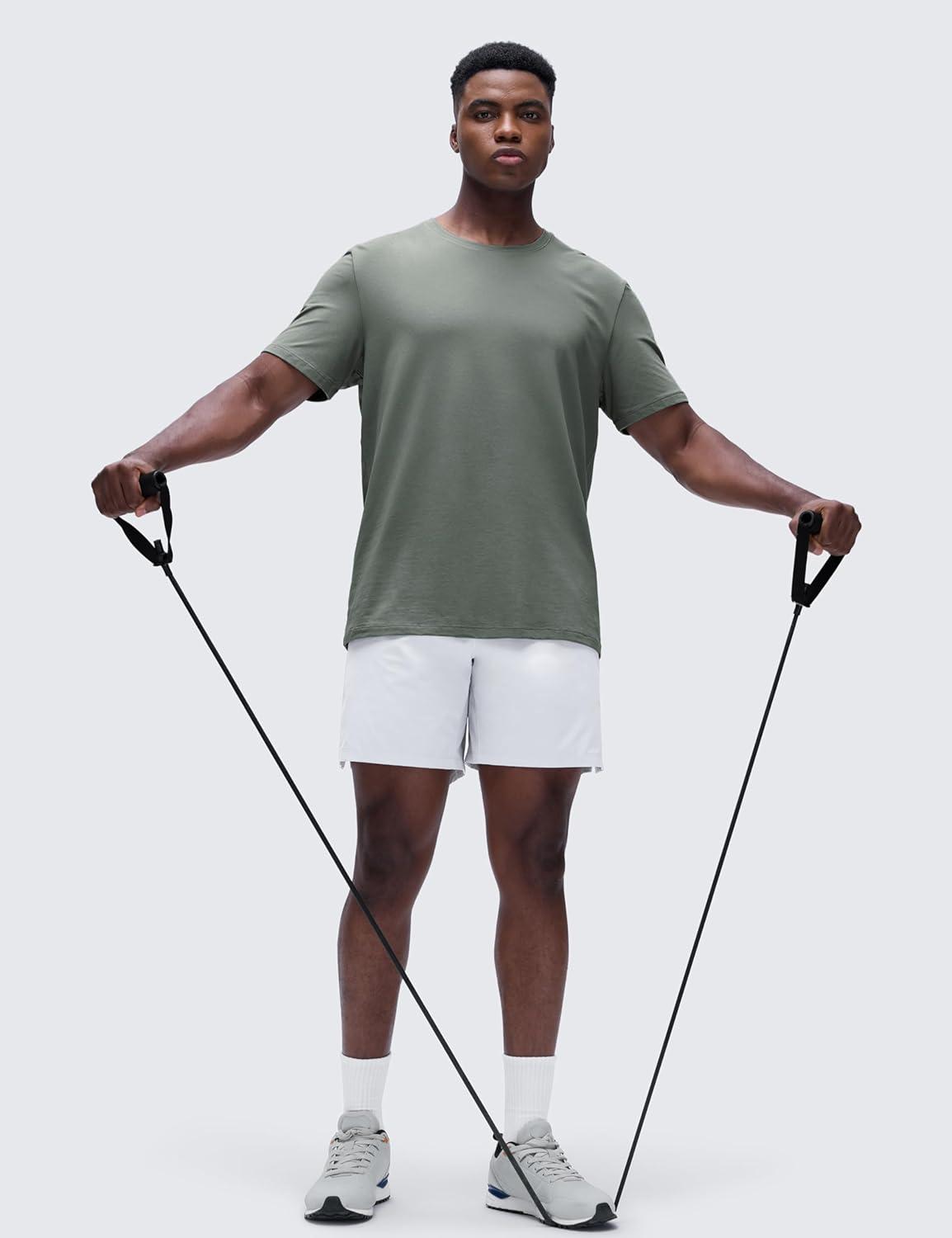 imageCRZ YOGA CottonBlend Athletic Shirts for Men Short Sleeve Moisture Wicking Soft Workout Casual Tee Tops Basic TShirtGrey Sage