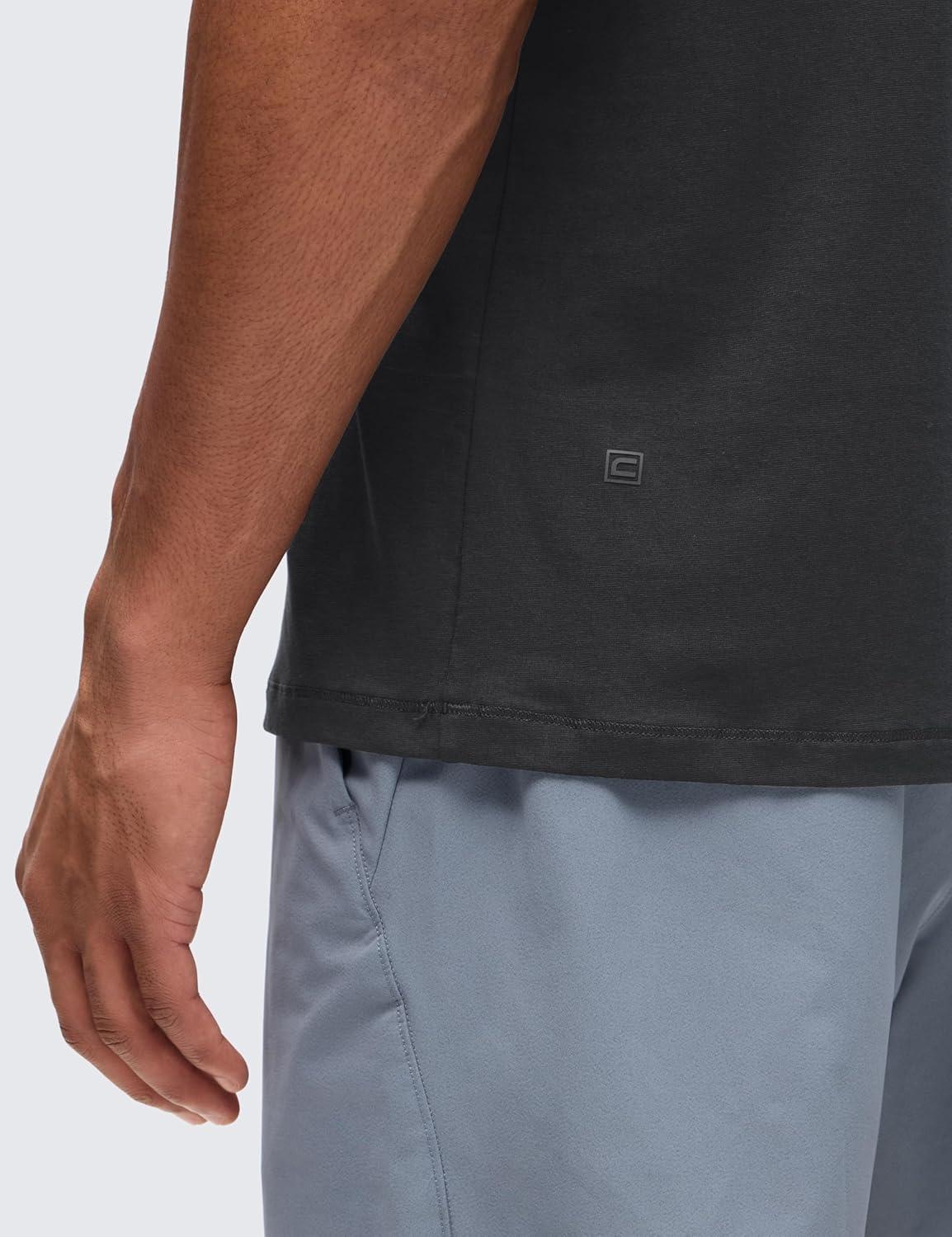 imageCRZ YOGA CottonBlend Athletic Shirts for Men Short Sleeve Moisture Wicking Soft Workout Casual Tee Tops Basic TShirtMysterious Grey