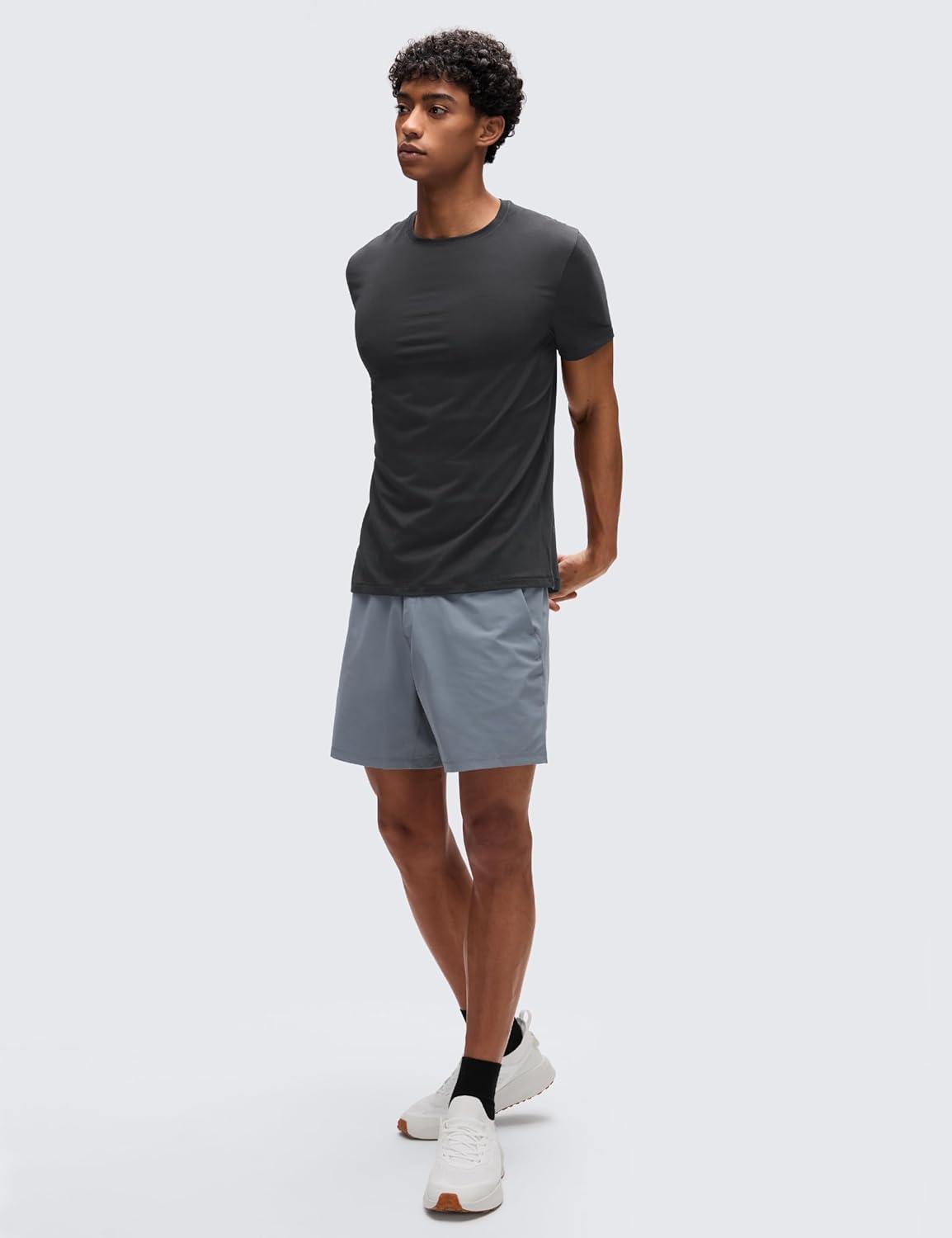 imageCRZ YOGA CottonBlend Athletic Shirts for Men Short Sleeve Moisture Wicking Soft Workout Casual Tee Tops Basic TShirtMysterious Grey