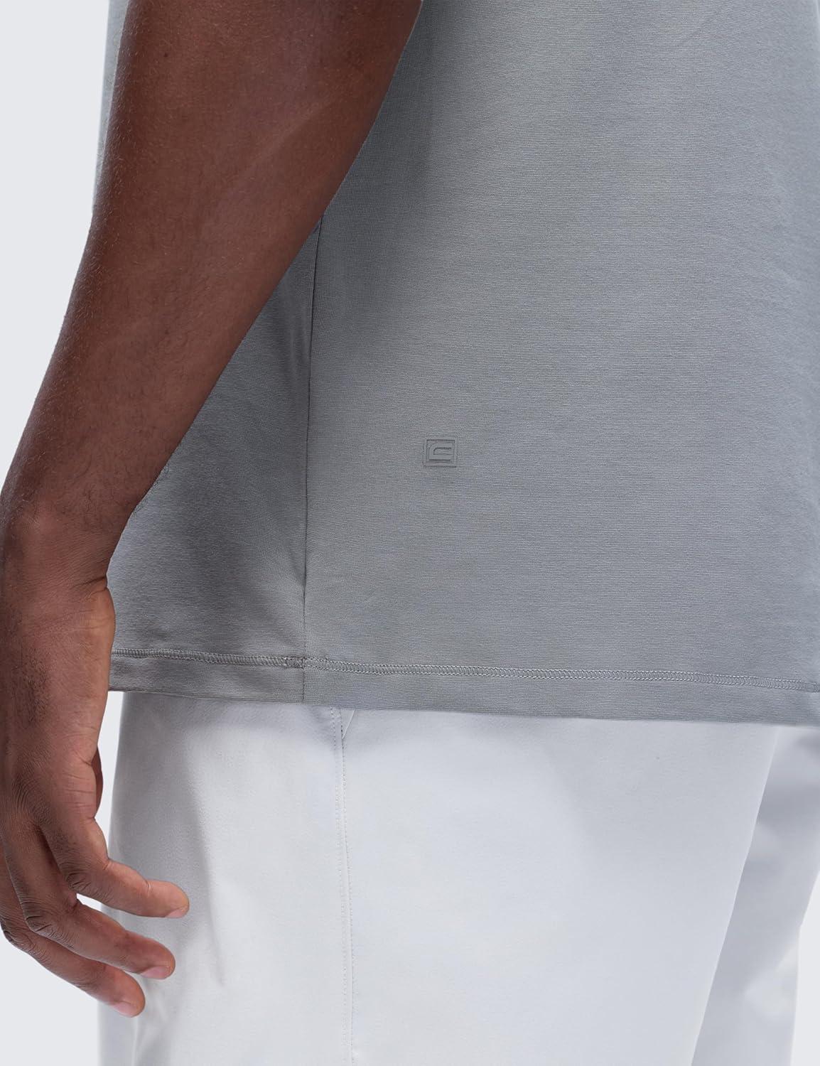 imageCRZ YOGA CottonBlend Athletic Shirts for Men Short Sleeve Moisture Wicking Soft Workout Casual Tee Tops Basic TShirtSilver Gray