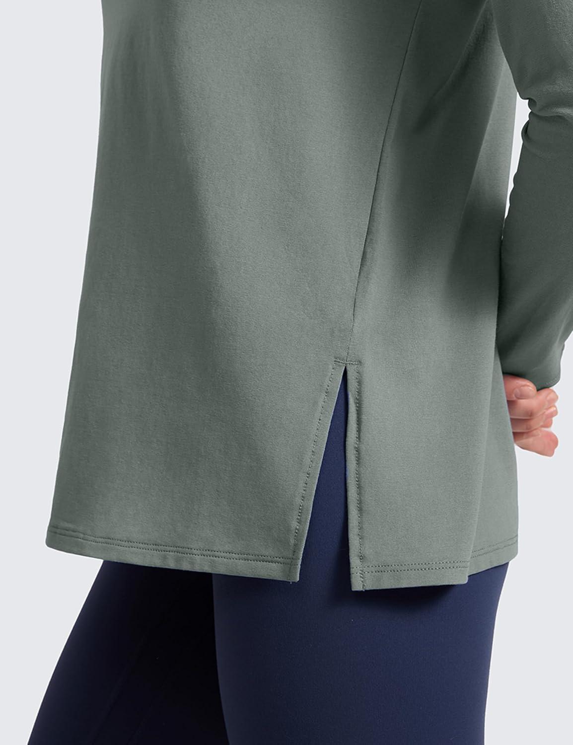imageCRZ YOGA CottonBlend Long Sleeve Shirts for Women Boat Neck Workout Athletic Casual Going Out Tops Soft Fall TShirtGrey Sage