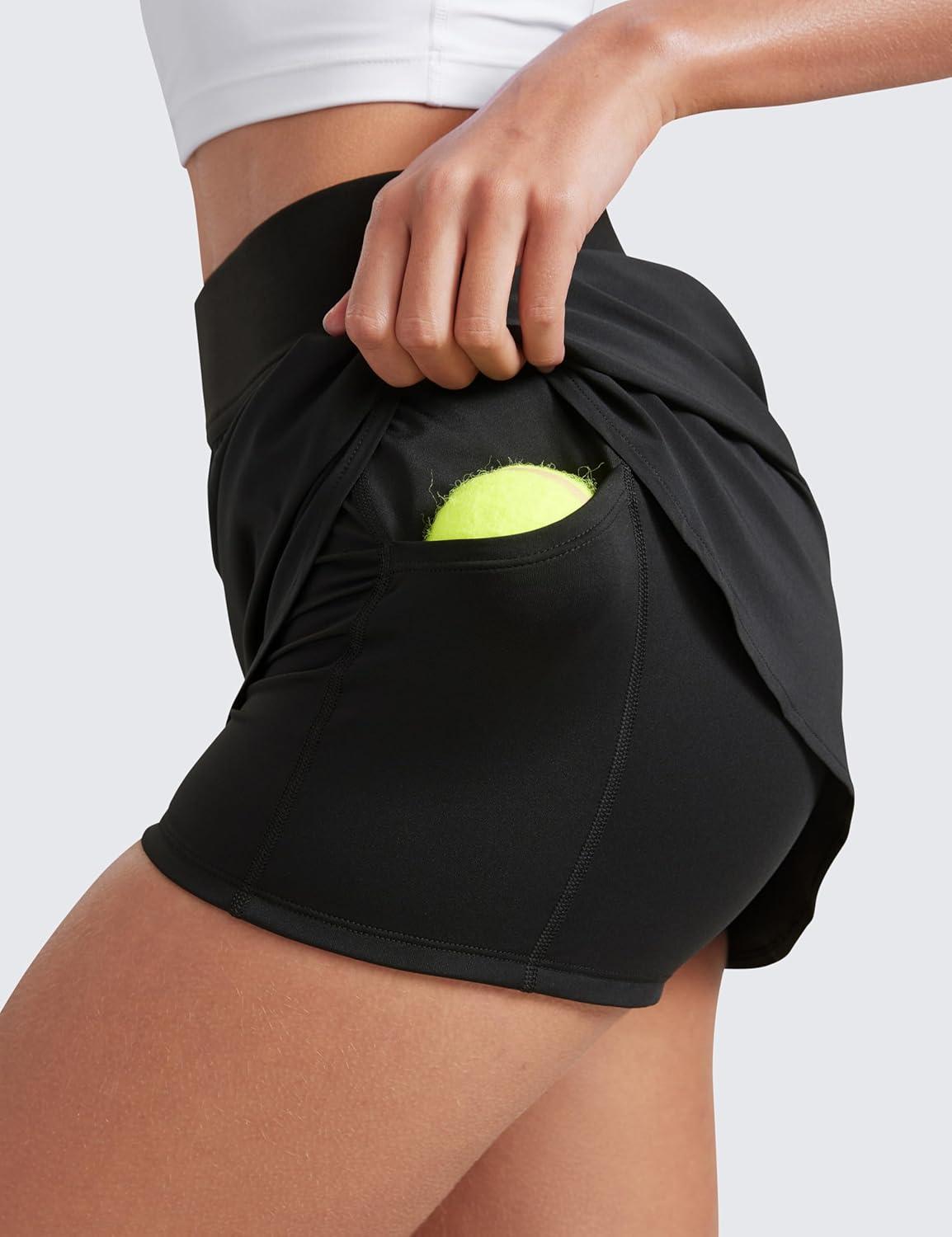 imageCRZ YOGA Dolphin Golf Skirts for Women A Line High Waisted Casual Athletic Mini Tennis Pickleball Skort with Zipper PocketBlack