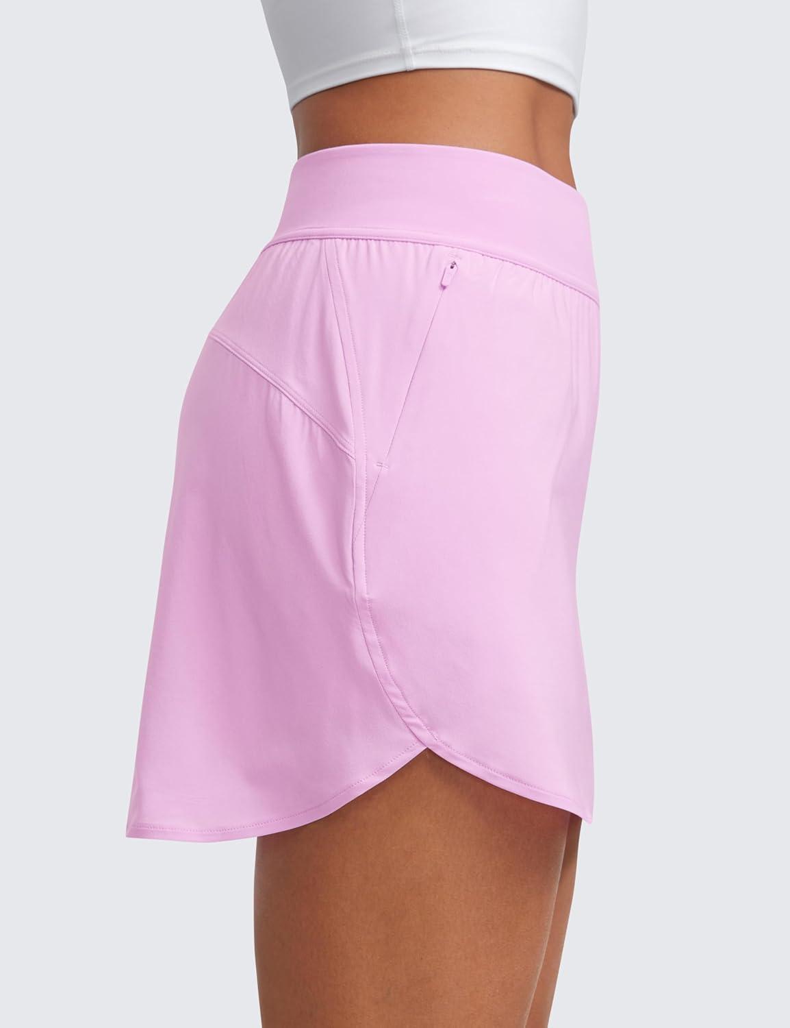 imageCRZ YOGA Dolphin Golf Skirts for Women A Line High Waisted Casual Athletic Mini Tennis Pickleball Skort with Zipper PocketVita Pink