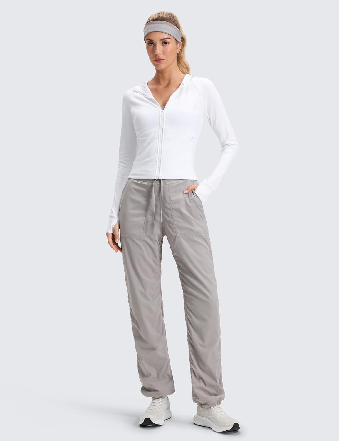 imageCRZ YOGA Fleece Lined Athletic Pants for Women 30quot Water Resistance Thermal Casual Work Winter Outdoor Joggers WarmDark Chrome