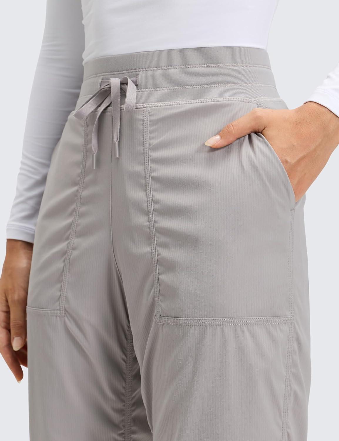 imageCRZ YOGA Fleece Lined Athletic Pants for Women 30quot Water Resistance Thermal Casual Work Winter Outdoor Joggers WarmDark Chrome